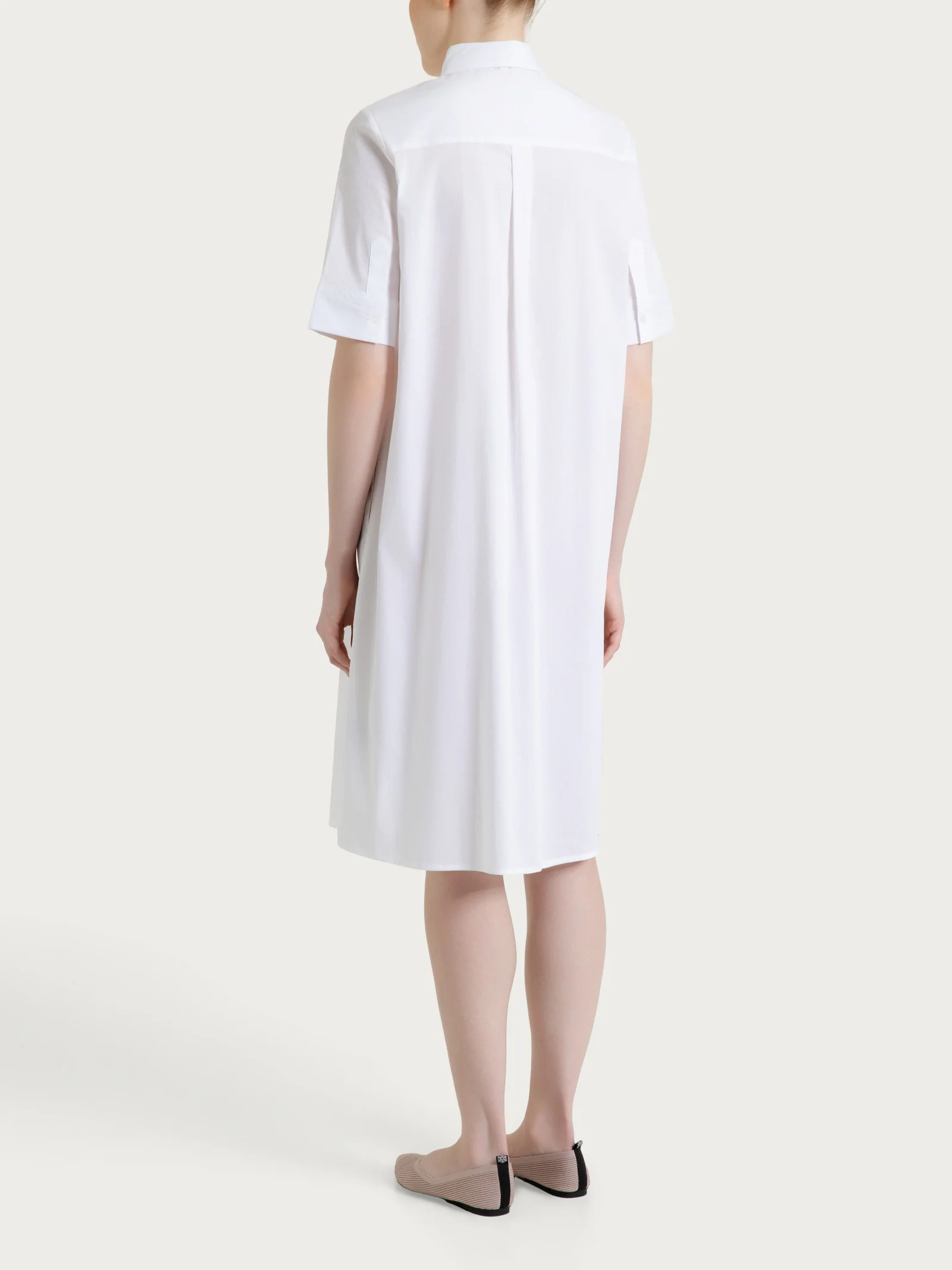 Abito con collo a camicia in Poplin di Cotone - Bianco - Image 2