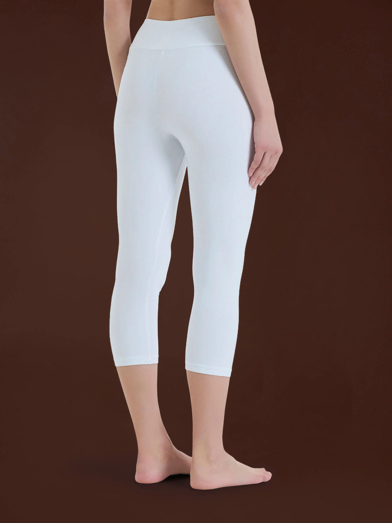 beYOUtiful Homewear – Leggings a pinocchietto in cotone elasticizzato - Bianco - Image 2