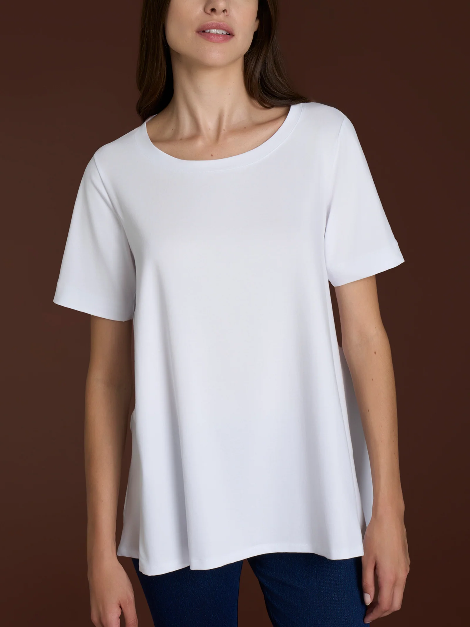 beYOUtiful Homewear – Maglietta girocollo in cotone elasticizzato - Bianco