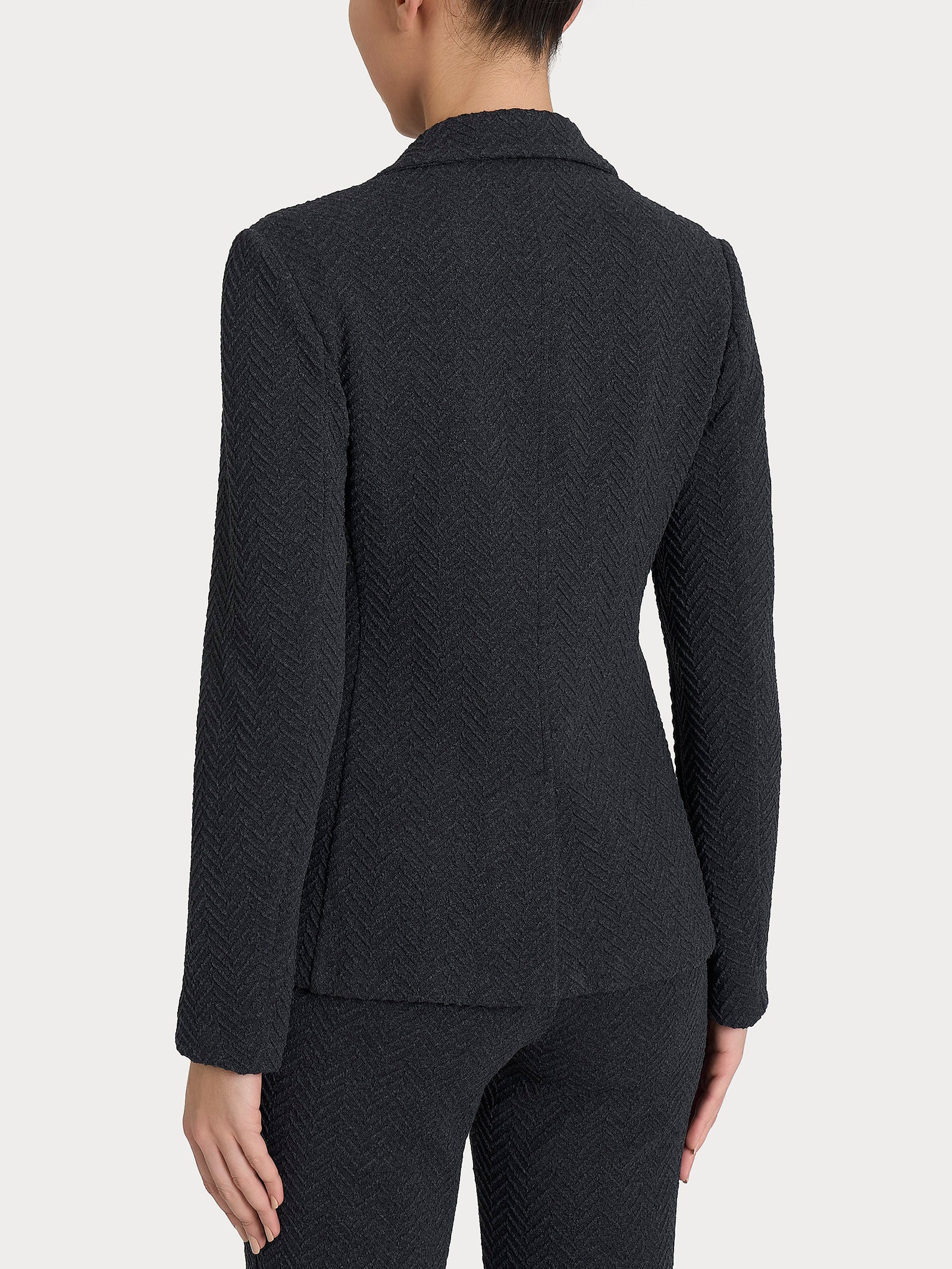 Blazer con due bottoni in Eco Jacquard - Oscuro Mel. - Image 2