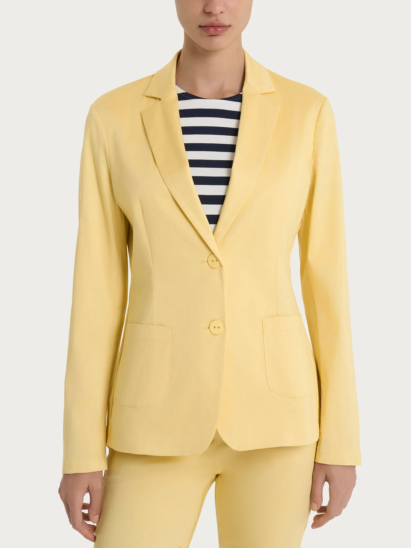 Blazer con due bottoni in Satin Power - Pale Banana