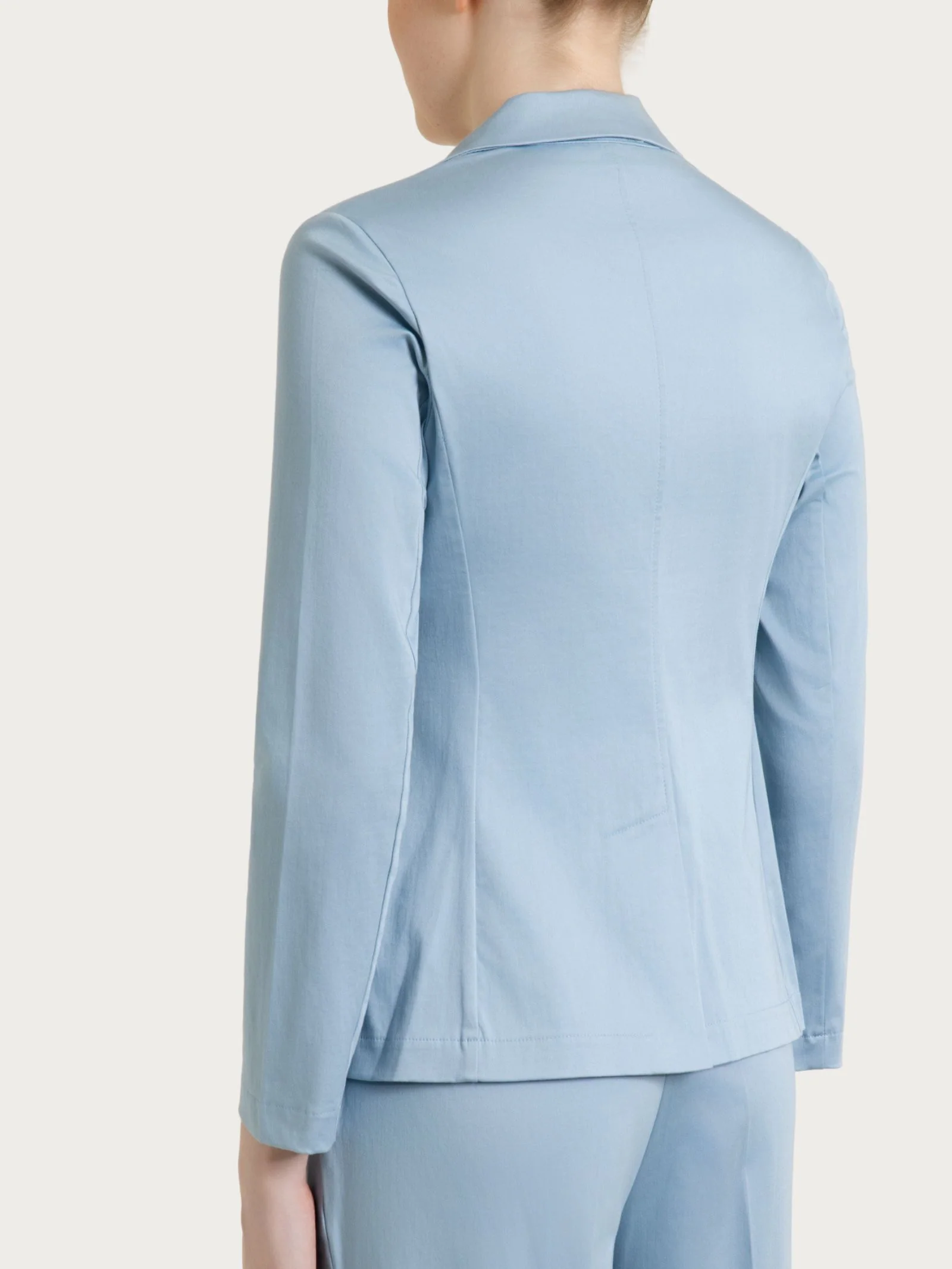 Blazer con due bottoni in Satin Power - Dusty Blue - Image 2