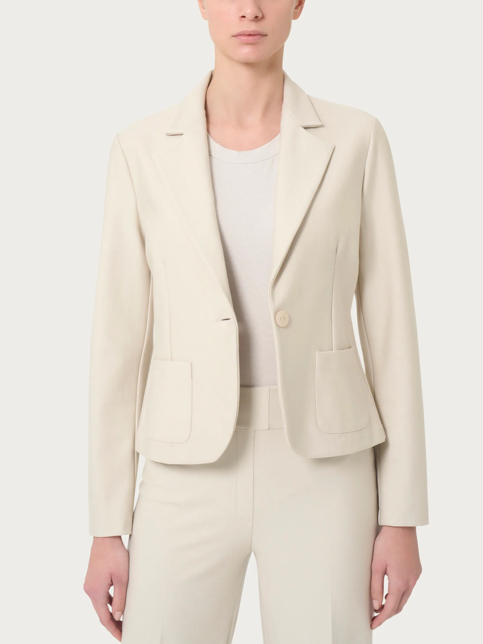 Blazer corto con 1 bottone in Compact - Nero - Image 3
