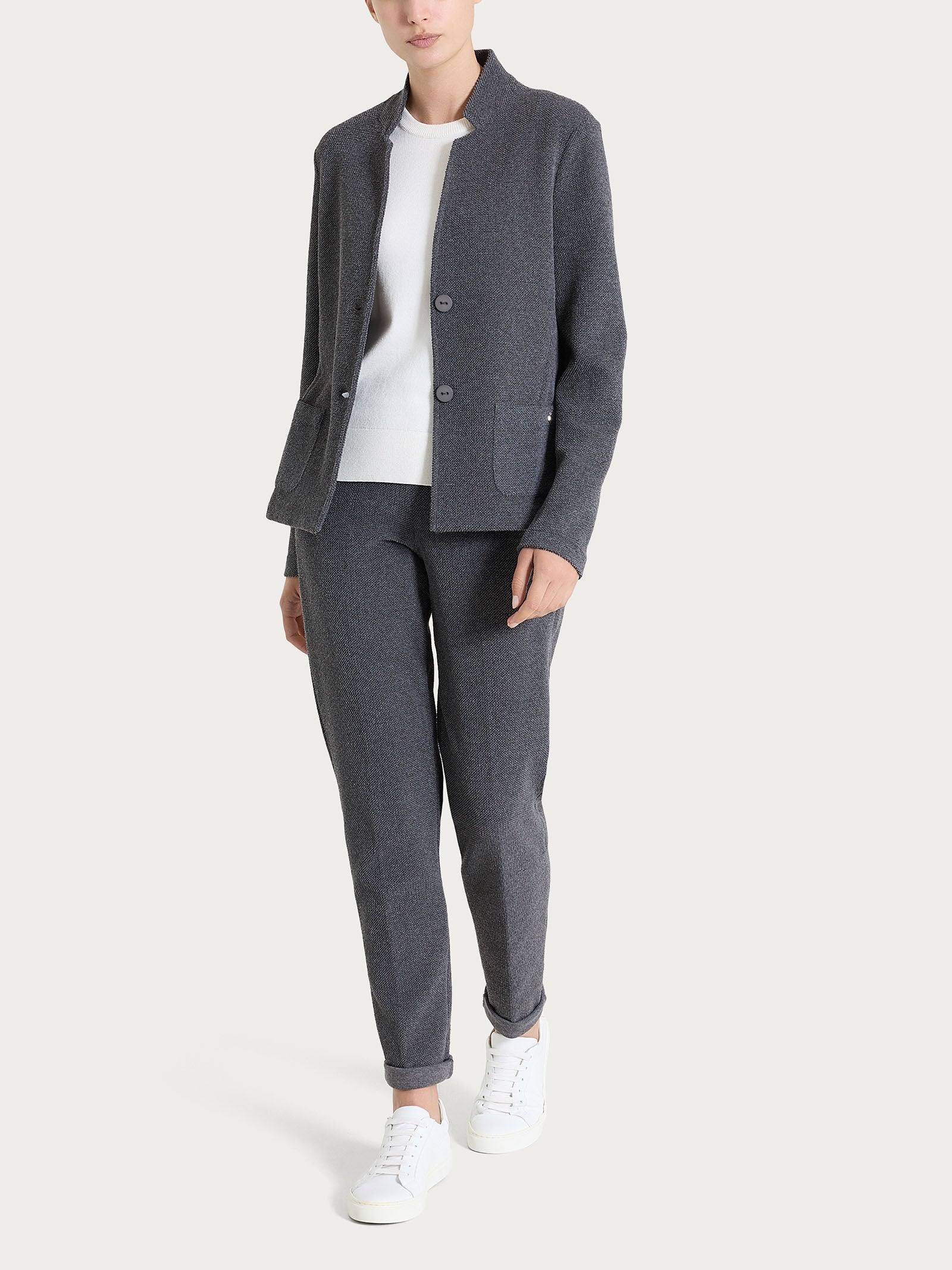 Blazer corto in Japanese Fleece - Ardesia Mel. - Image 4