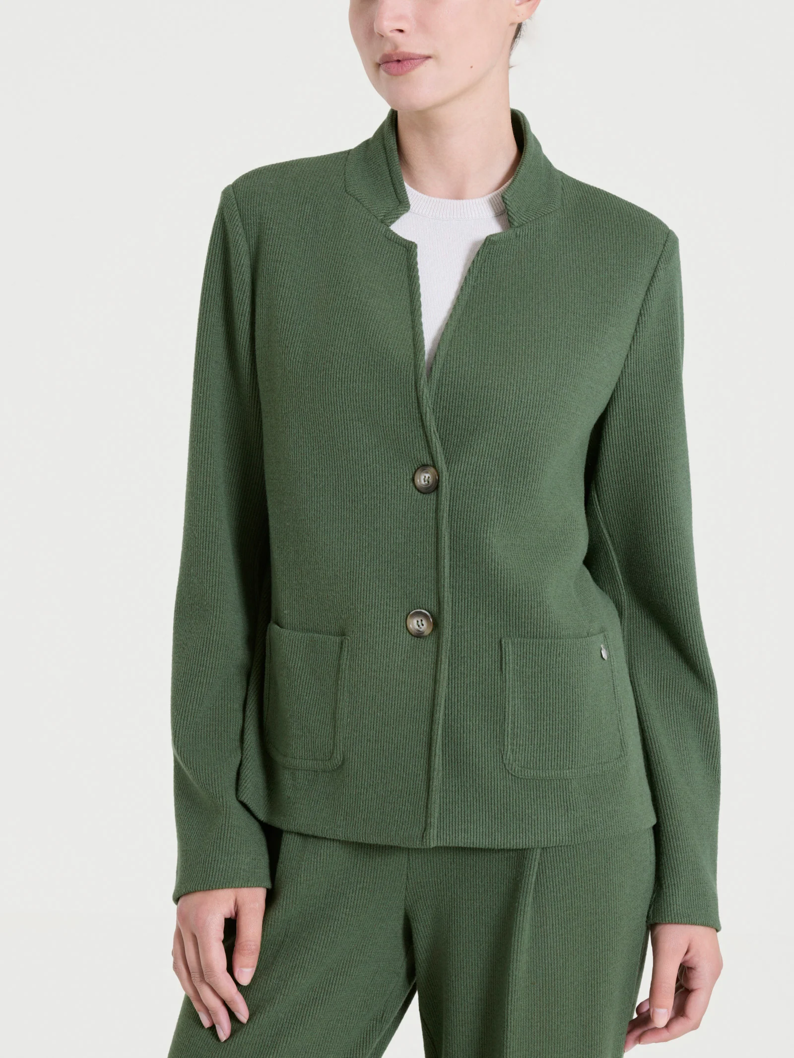 Blazer corto in Velvet - Bronze Green