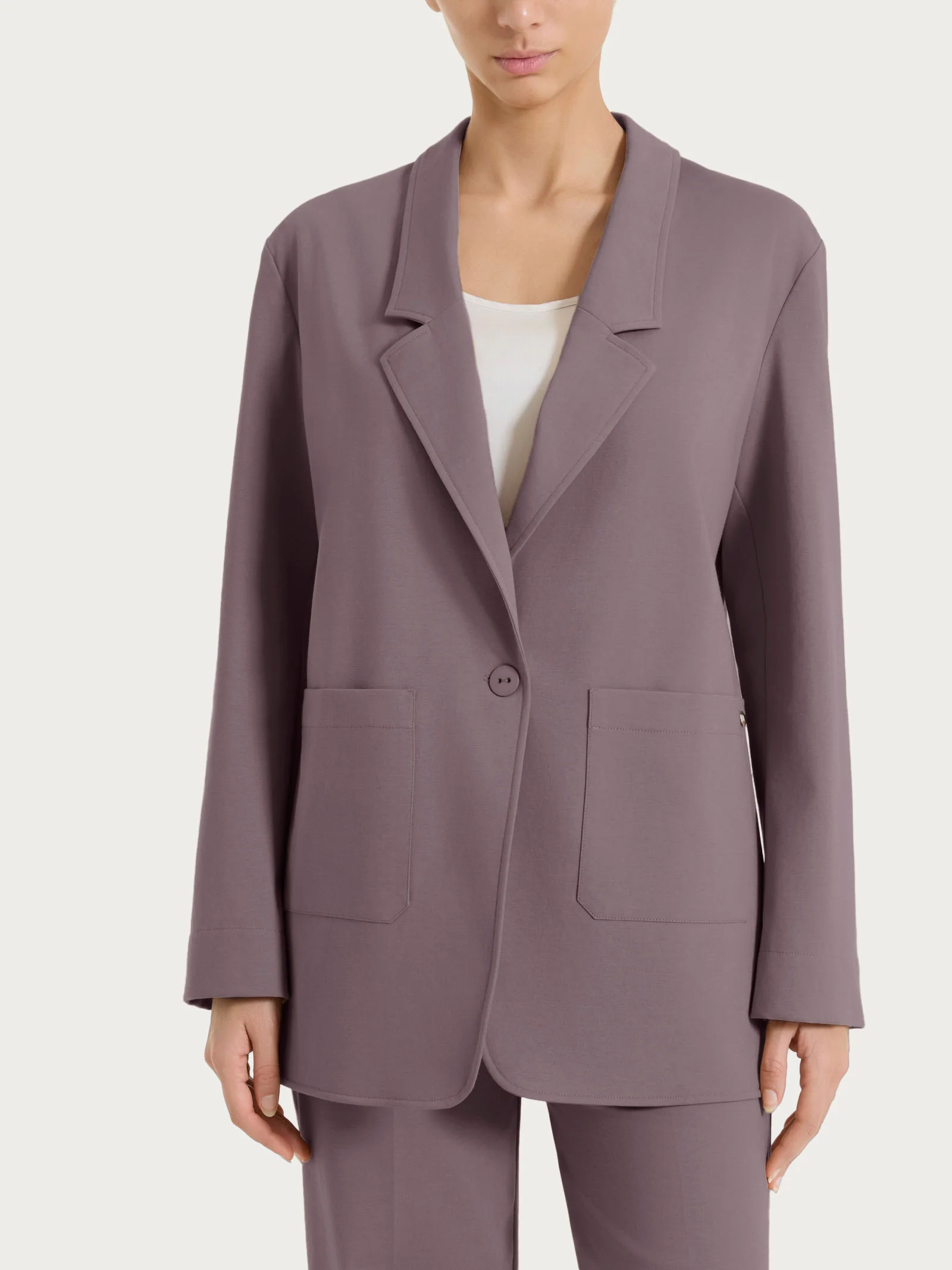 Blazer destrutturato con un bottone in Compact Light - Plum Truffle
