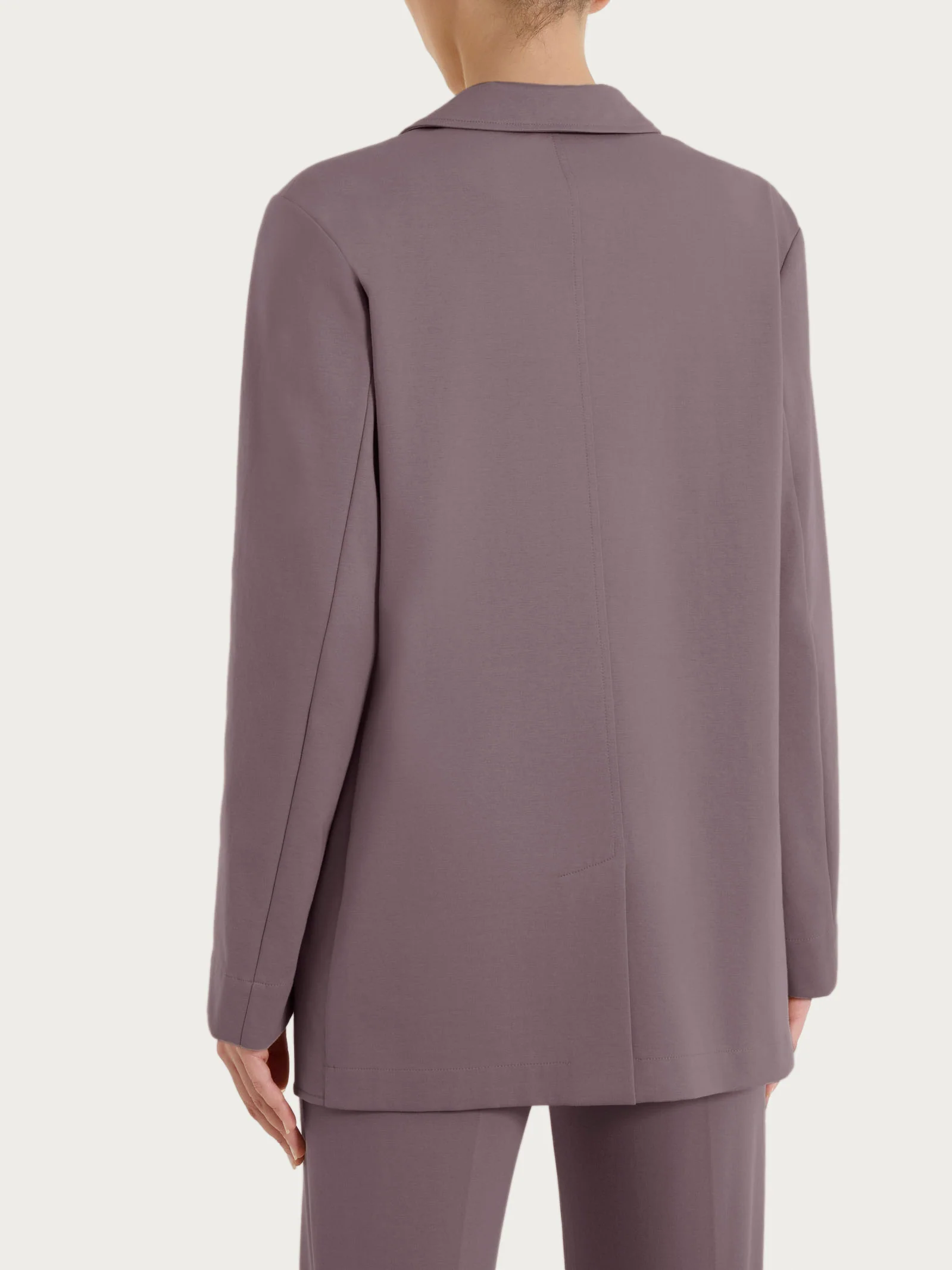 Blazer destrutturato con un bottone in Compact Light - Plum Truffle - Image 4