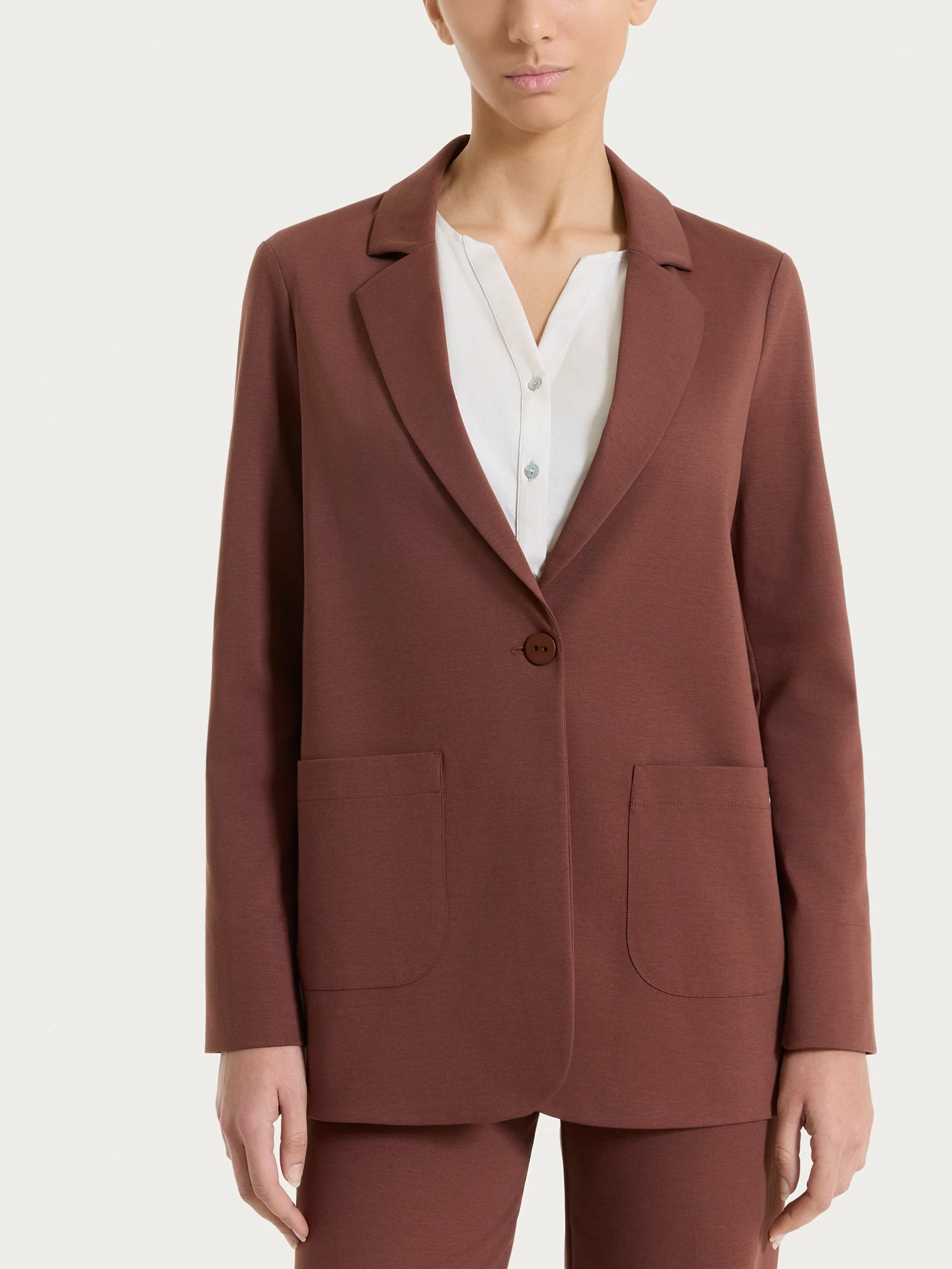 Blazer destrutturato in Compact Light - Cappuccino