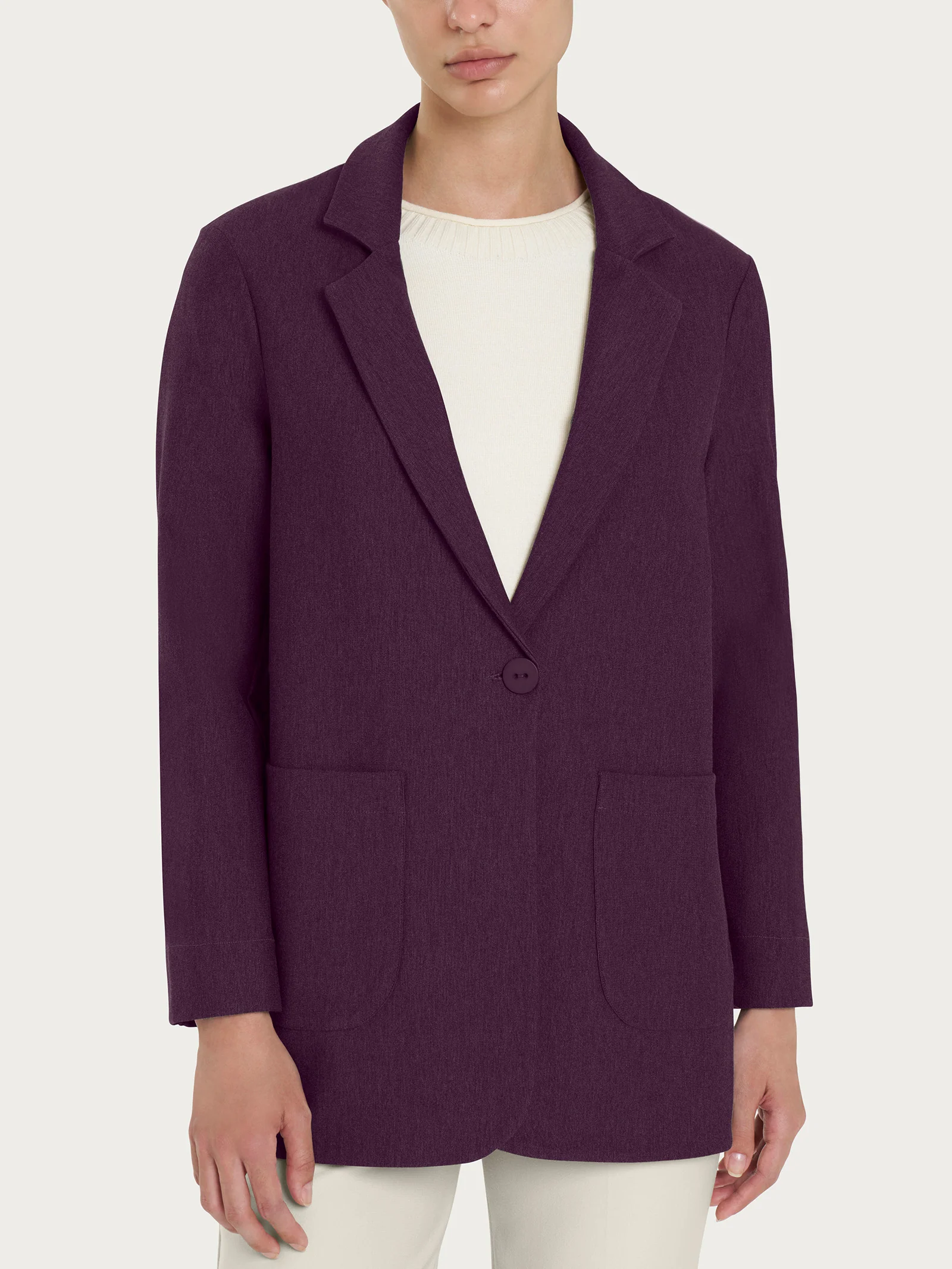 Blazer destrutturato in tessuto Compact - Plum Perfect