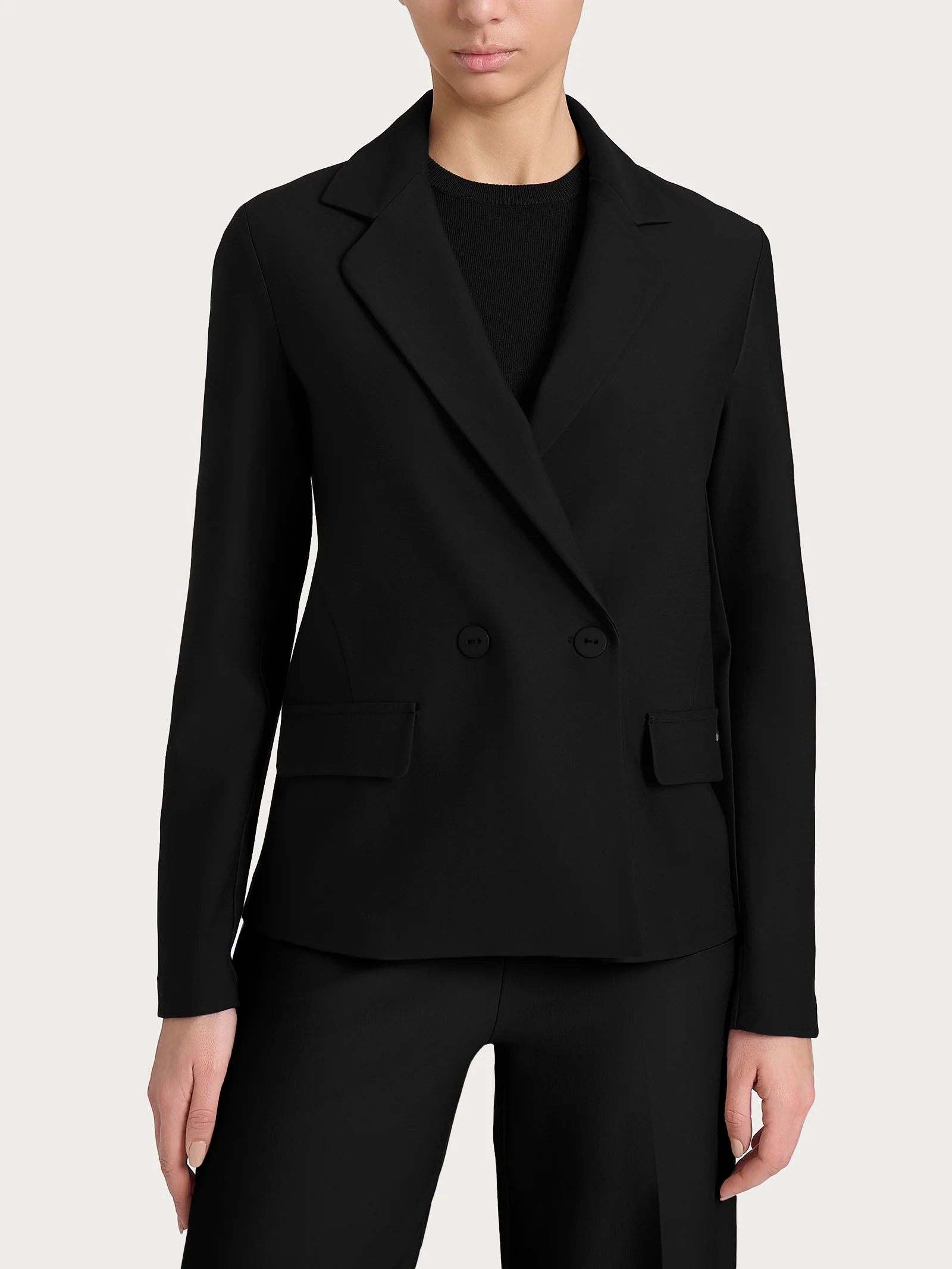 Blazer doppio petto in Compact - Nero