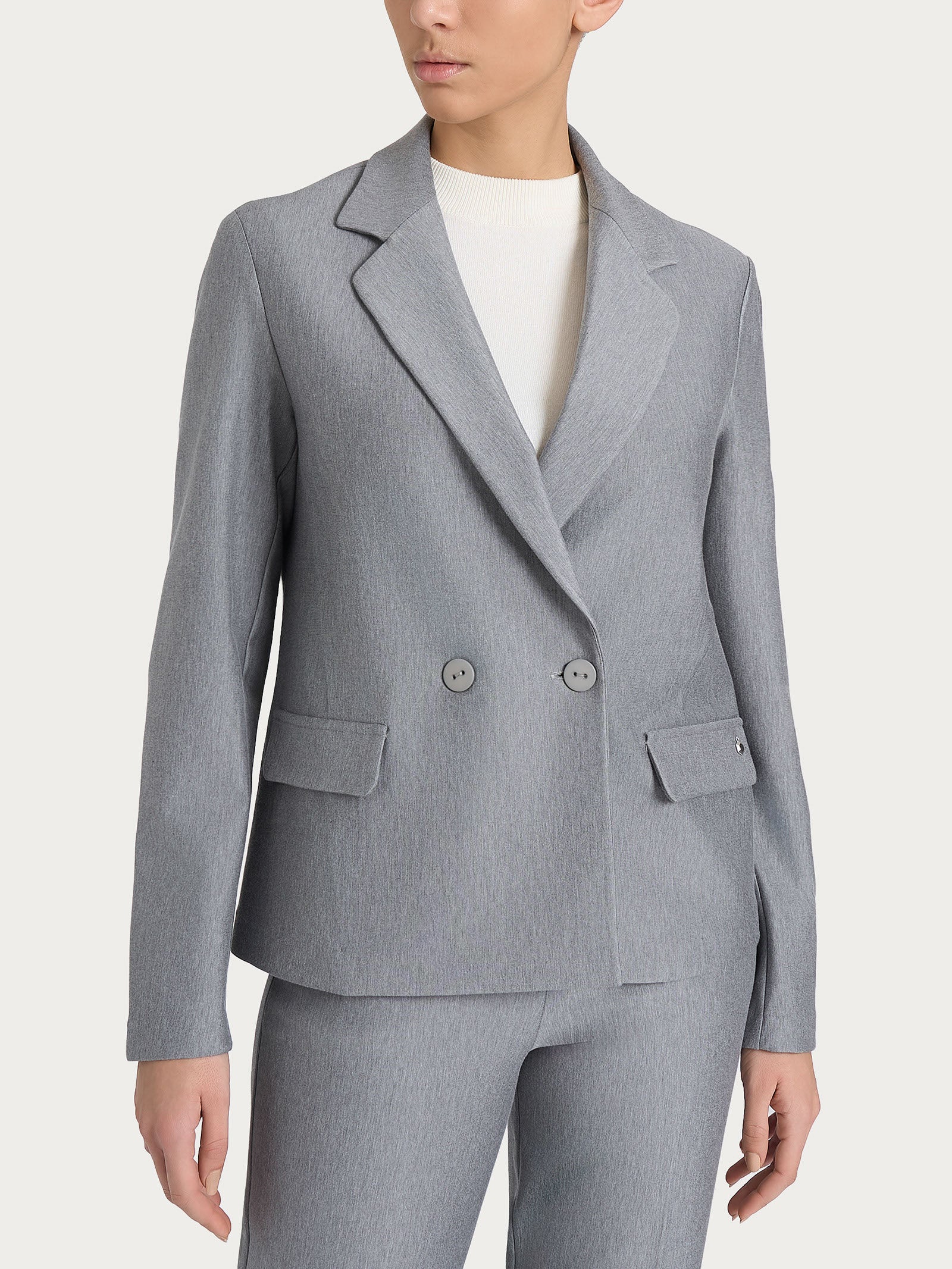 Blazer doppio petto in Compact - Grigio Mel.