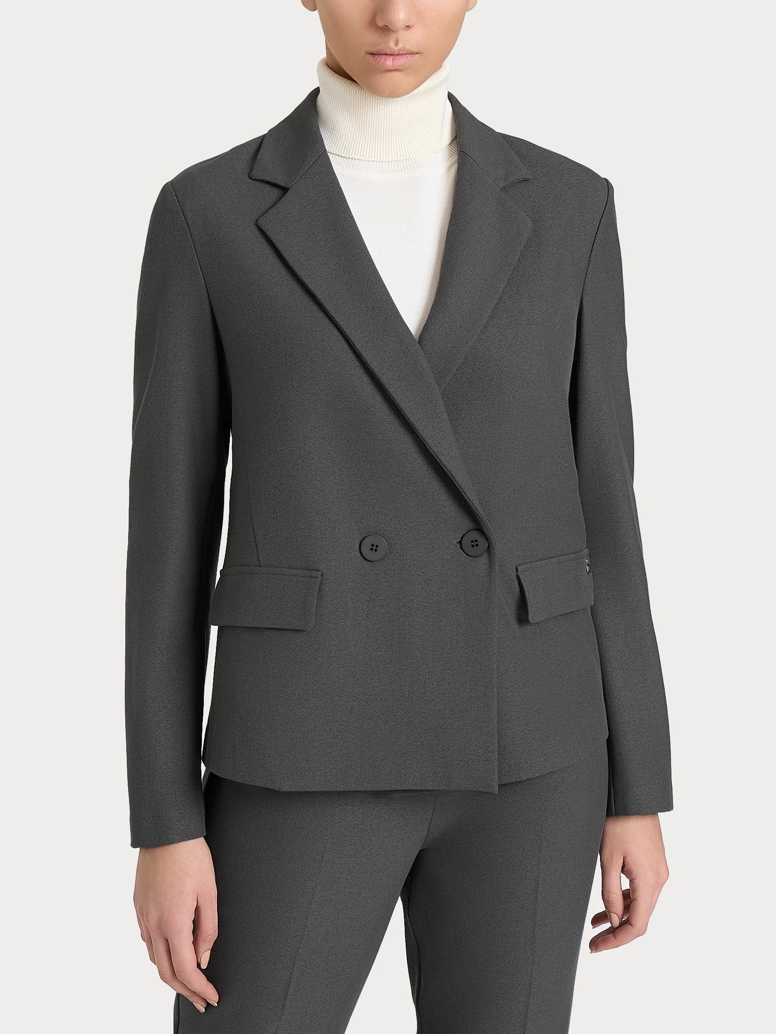 Blazer doppio petto in Flanel Twill - Ardesia Mel.