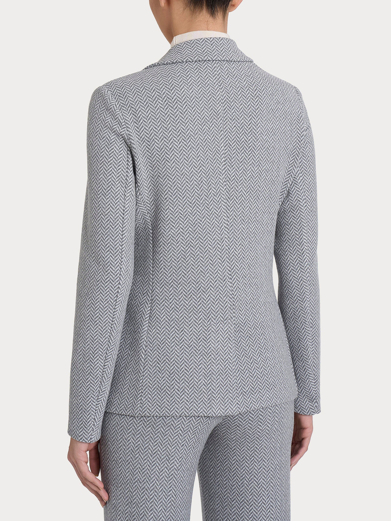 Blazer due bottoni con fantasia in Eco Jacquard - Fant.Grigio Mel. - Image 2