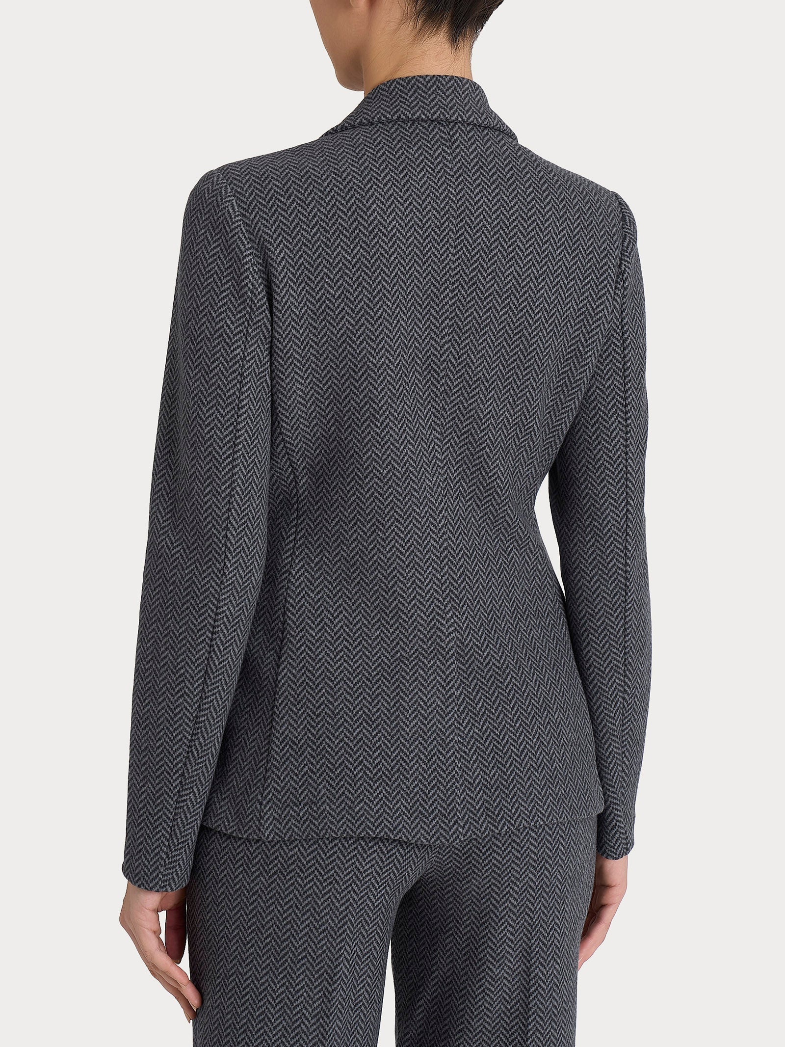Blazer due bottoni con fantasia in Eco Jacquard - Fant.Oscuro Mel - Image 2
