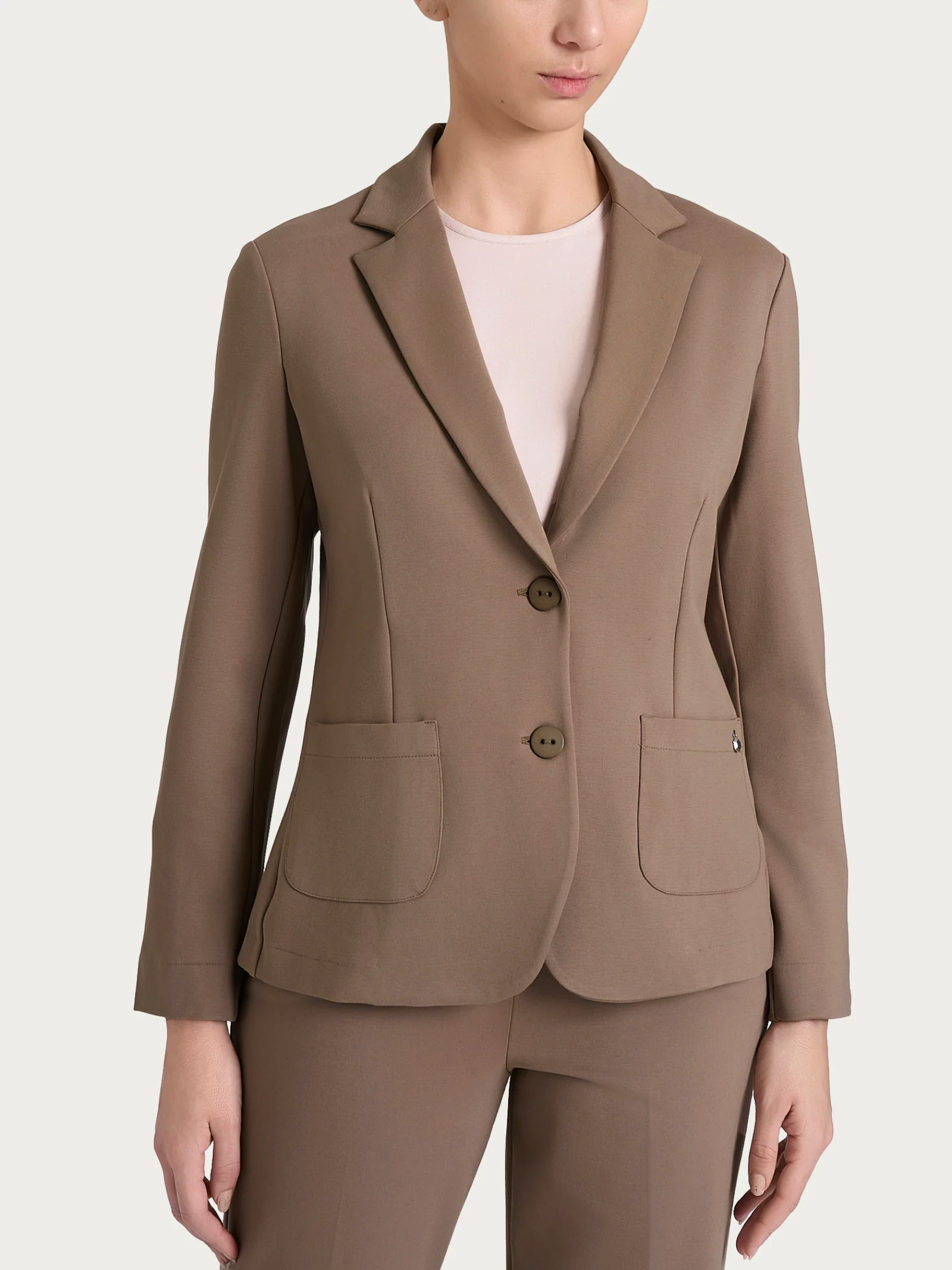 Blazer due bottoni in Cashmere Compact - Pine Bark