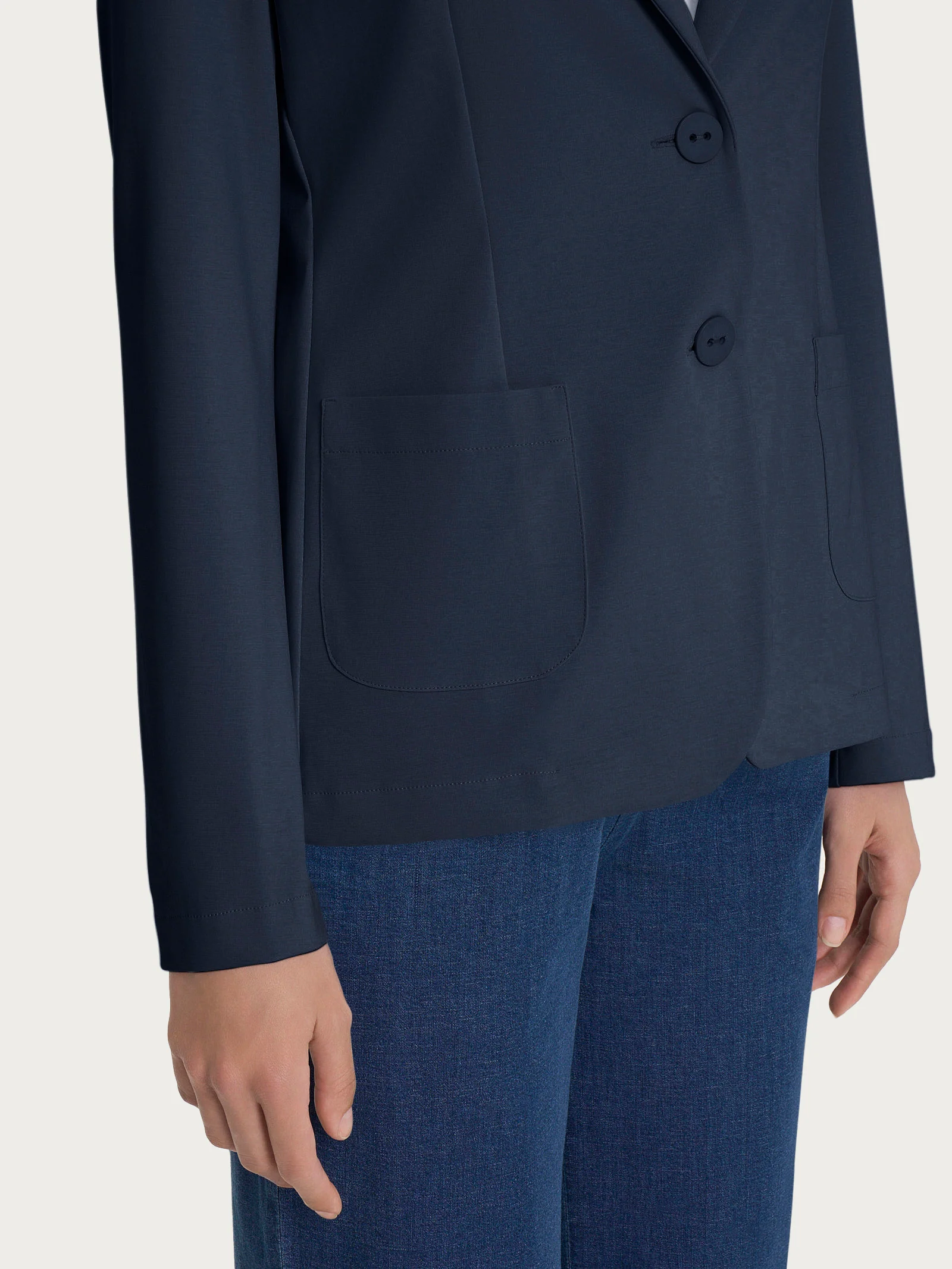 Blazer due bottoni in Compact Light - Bleu - Image 3