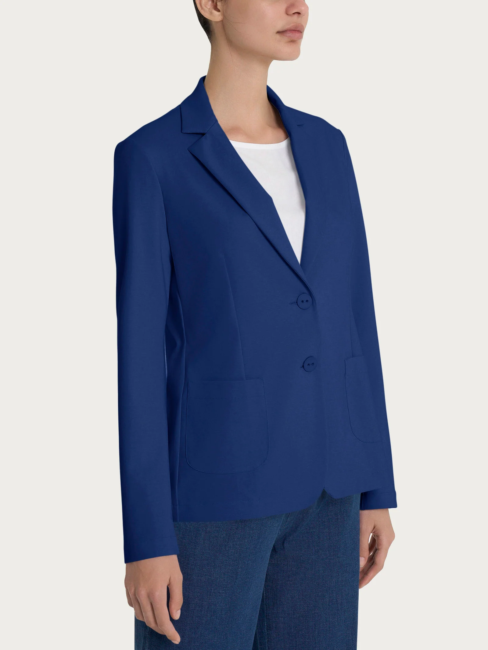 Blazer due bottoni in Compact Light - Blueberry