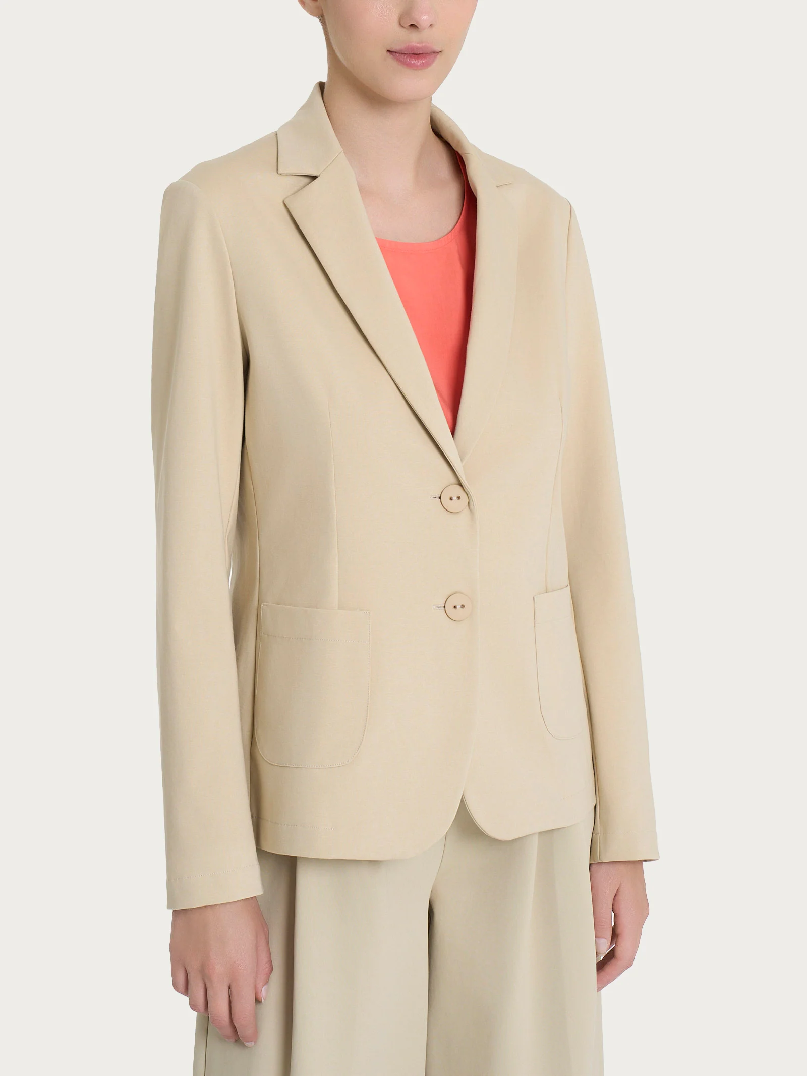 Blazer due bottoni in Compact Light - Irish Cream