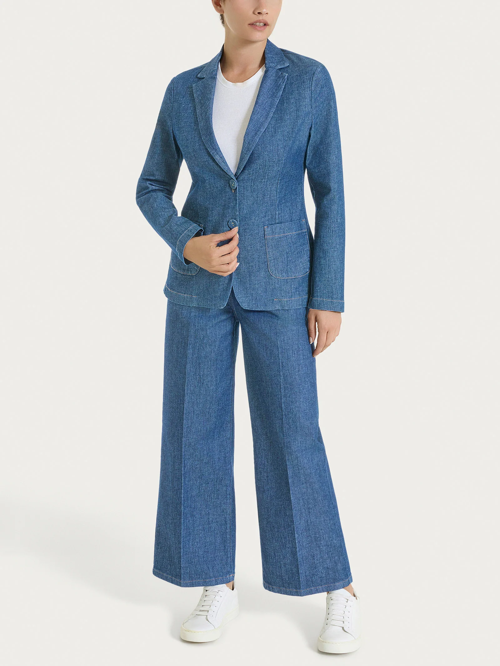 Blazer due bottoni in Light Denim - Delave' - Image 4