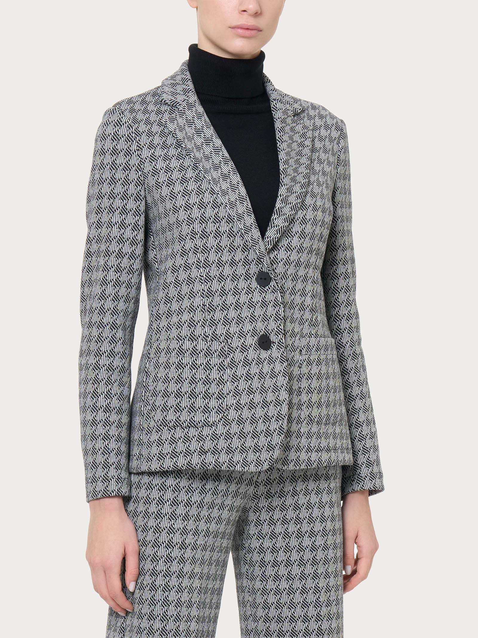 Blazer due bottoni in tessuto Eco Jacquard - Fant.Nero