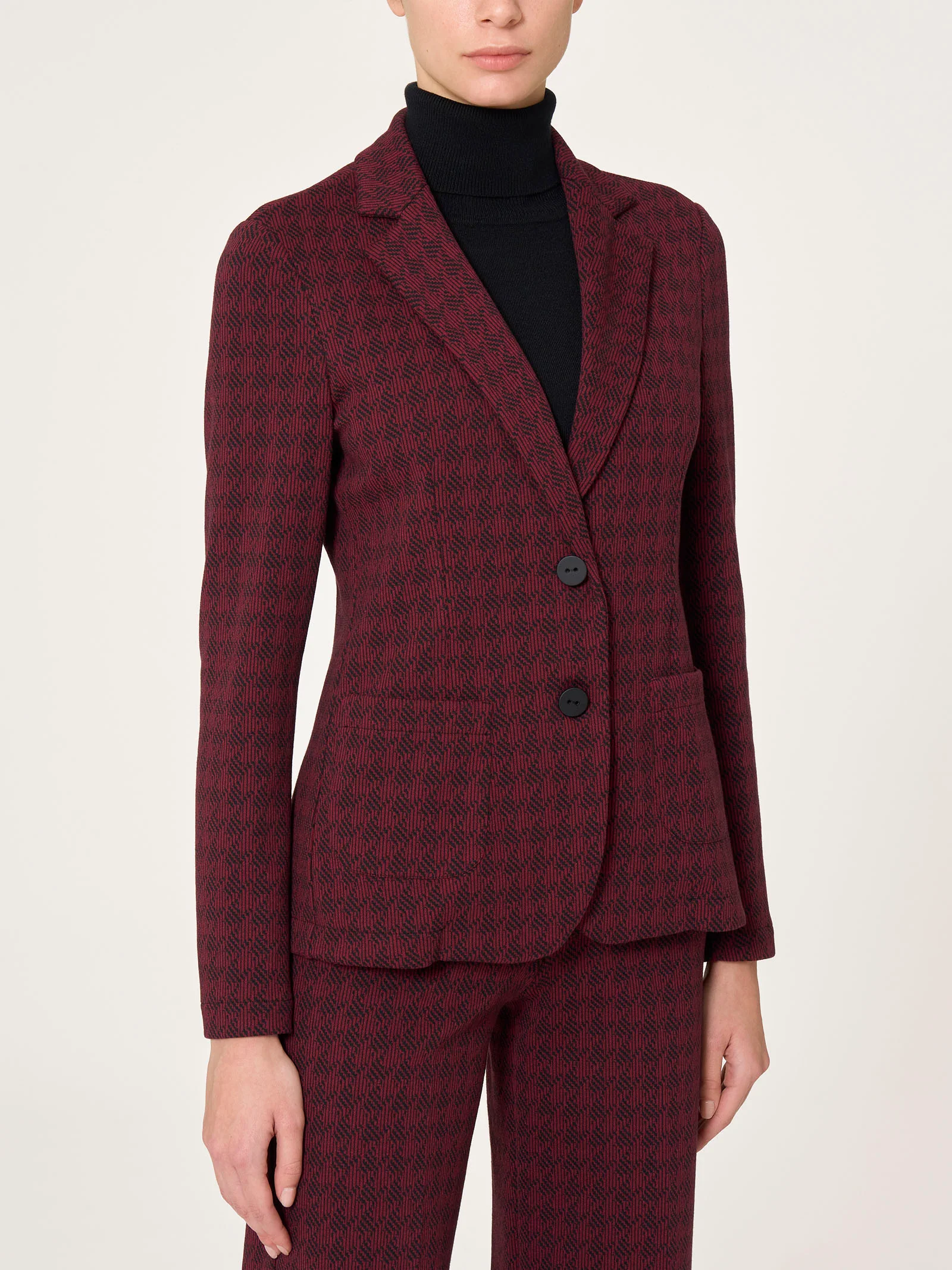 Blazer due bottoni in tessuto Eco Jacquard - Fant. Tibetan Red