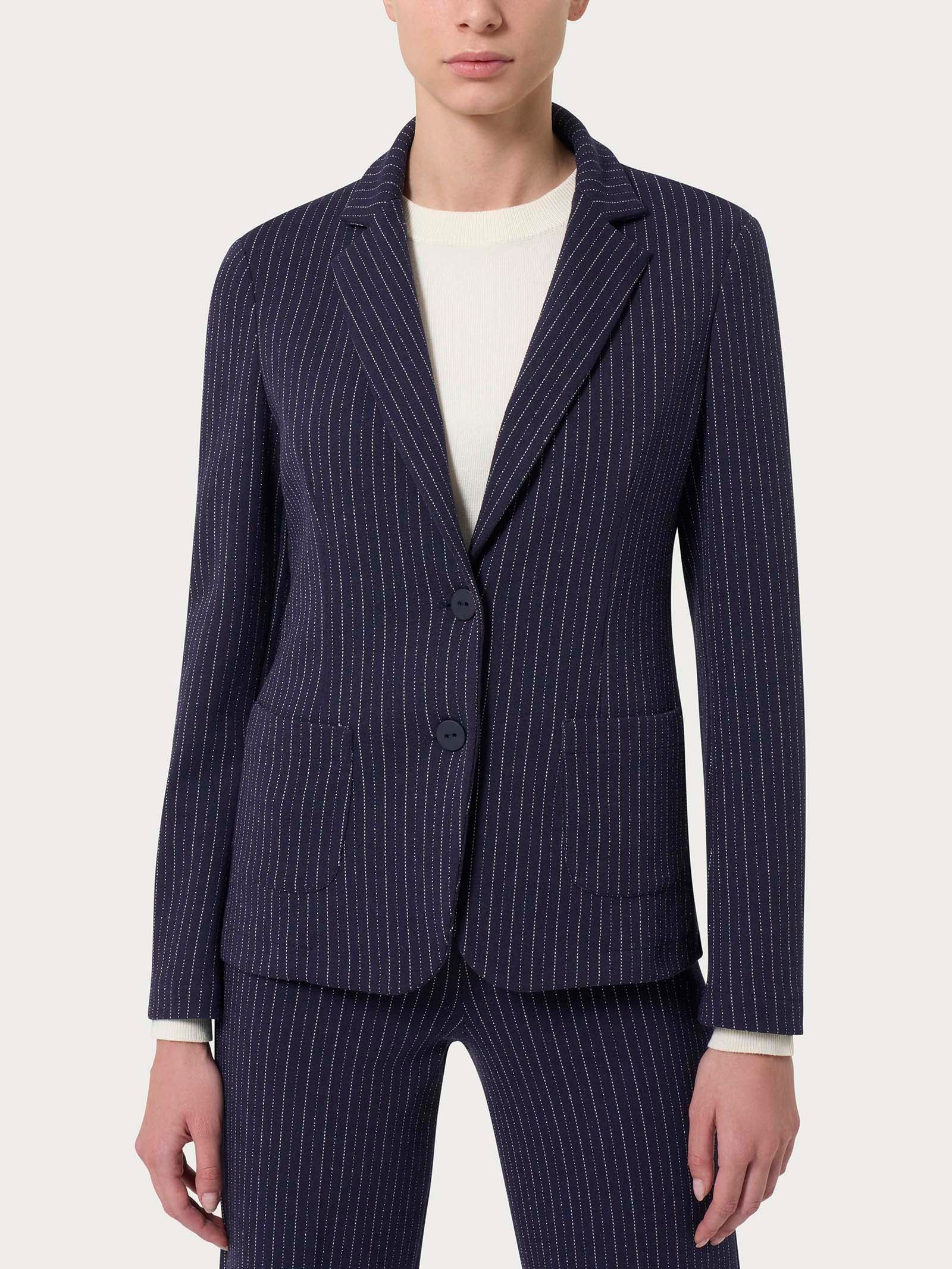 Blazer gessato in tessuto Eco Jacquard - Fant.Bleu
