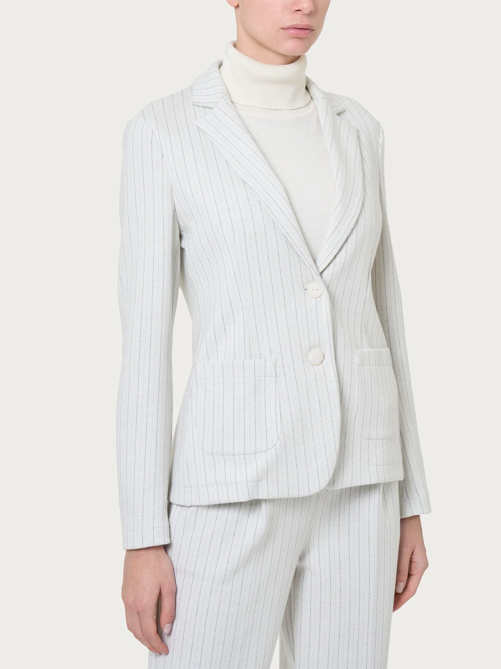 Blazer gessato in tessuto Eco Jacquard - Fant.Argento Mel.