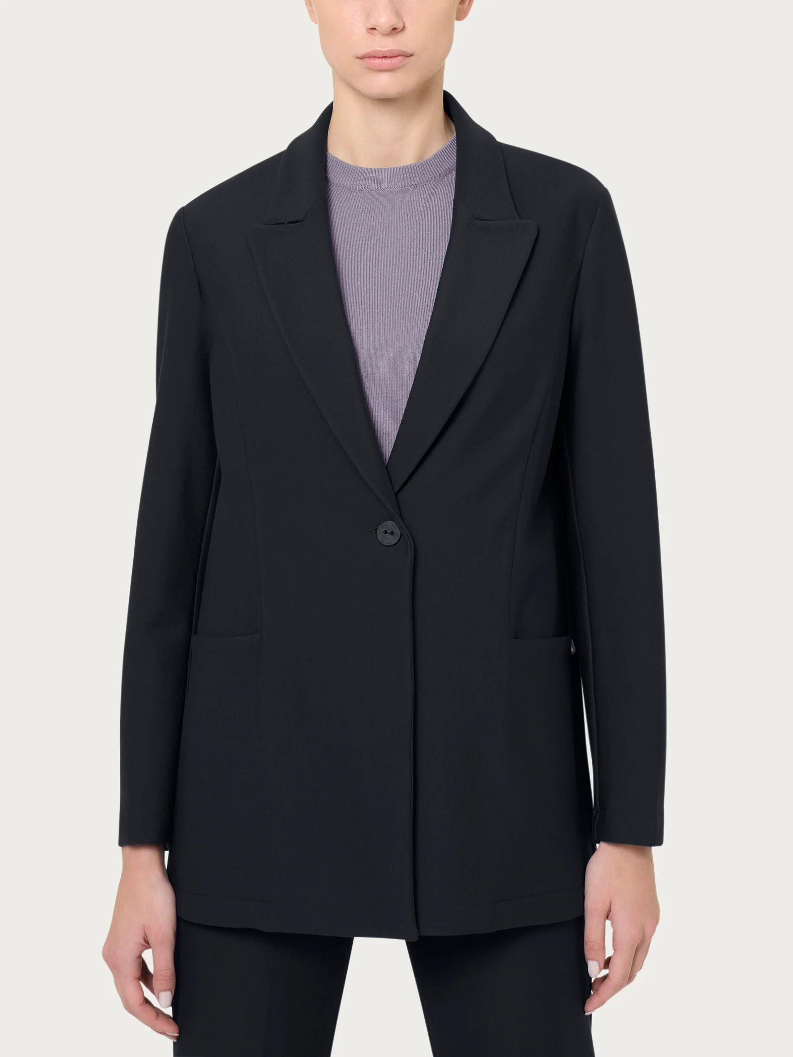 Blazer over con rever a lancia in Compact - Nero