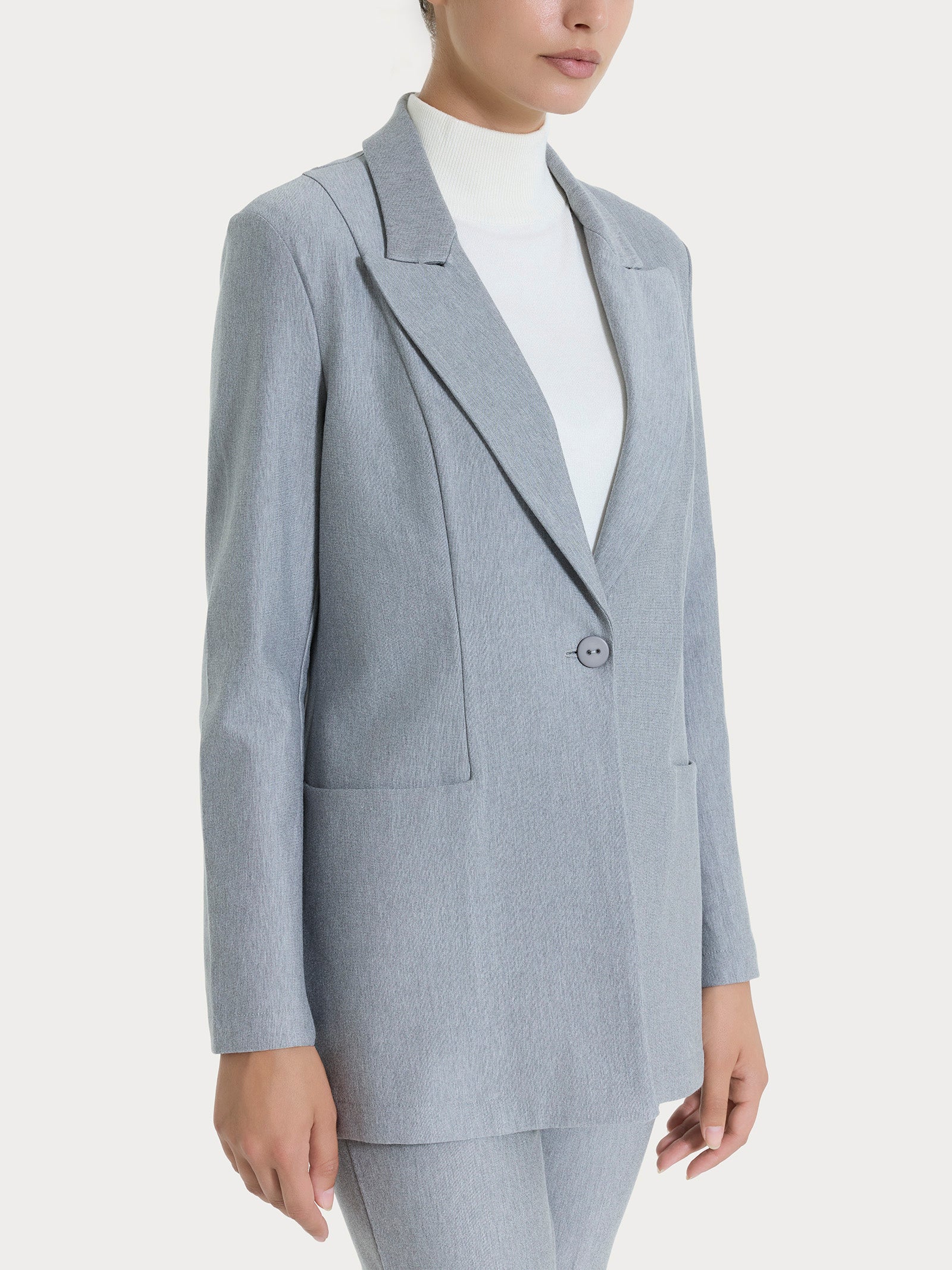Blazer over con rever a lancia in Compact - Grigio Mel.