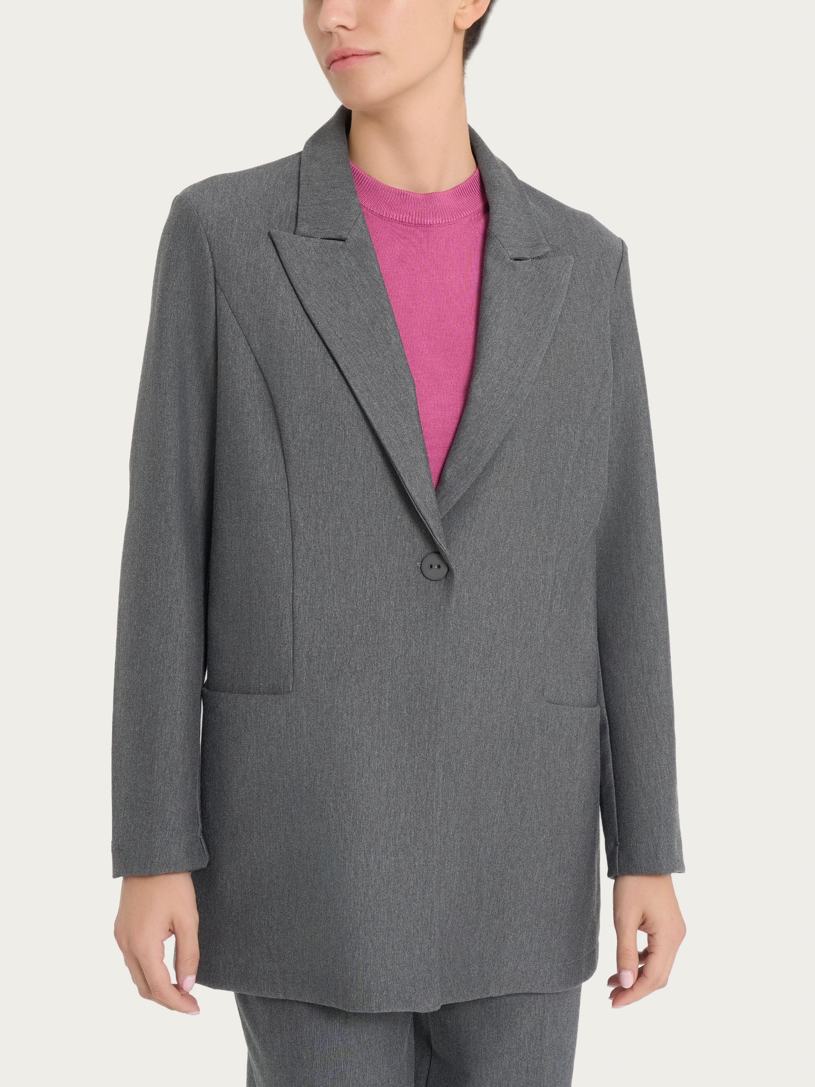 Blazer over con rever a lancia in Compact - Ardesia Mel.