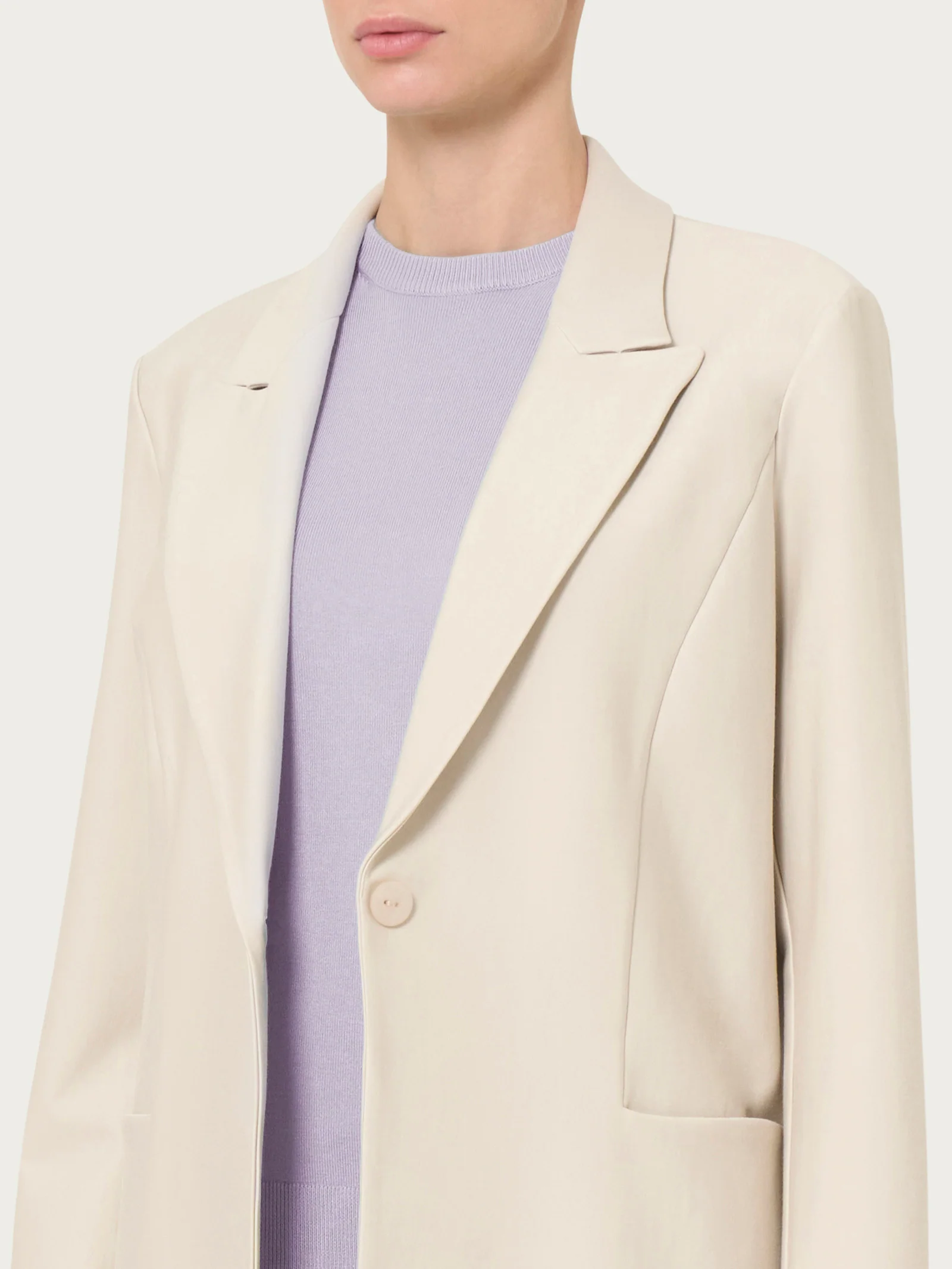 Blazer over con rever a lancia in Compact - Champignon - Image 3