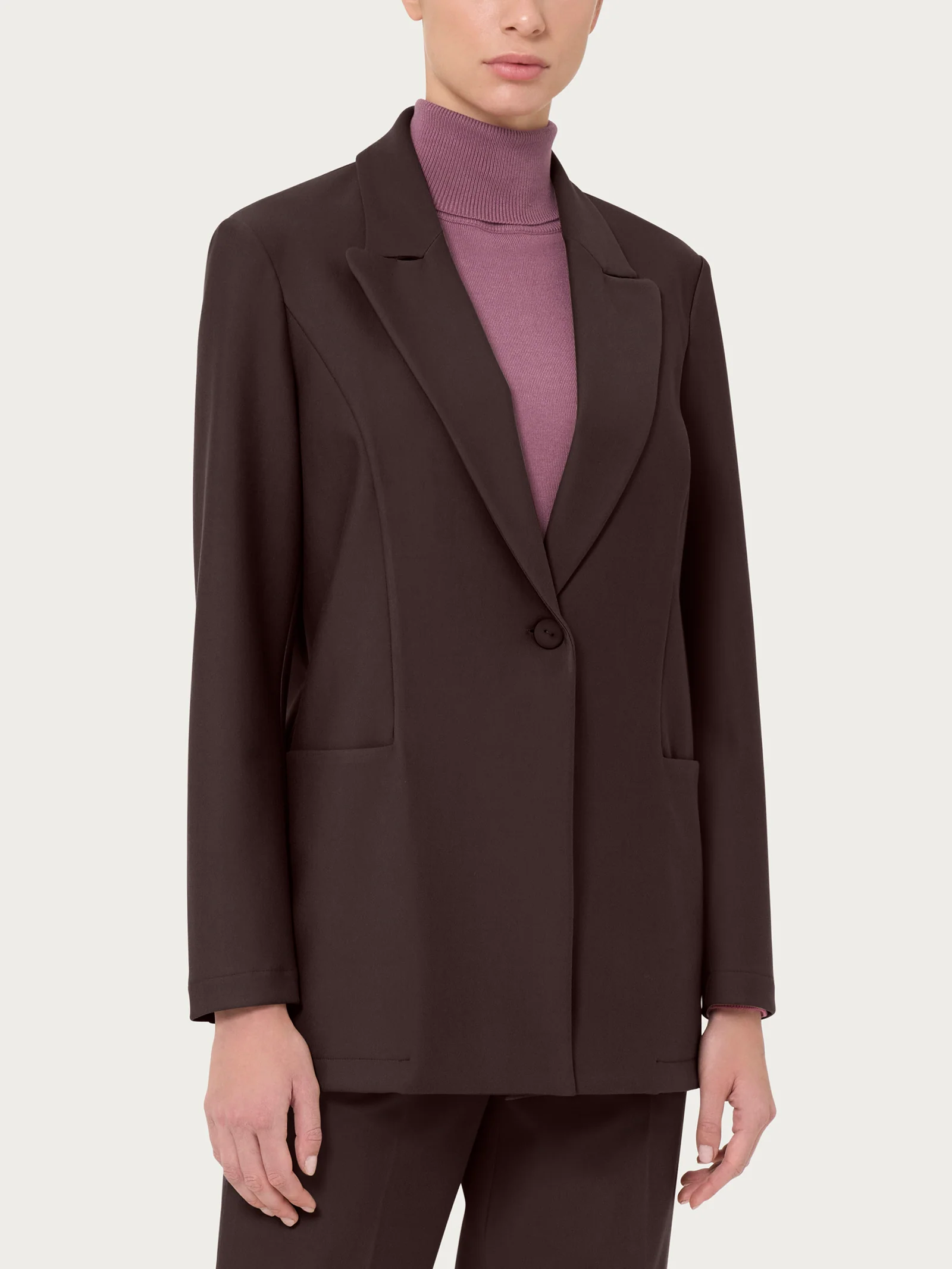 Blazer over con rever a lancia in Compact - Chocolate Torte
