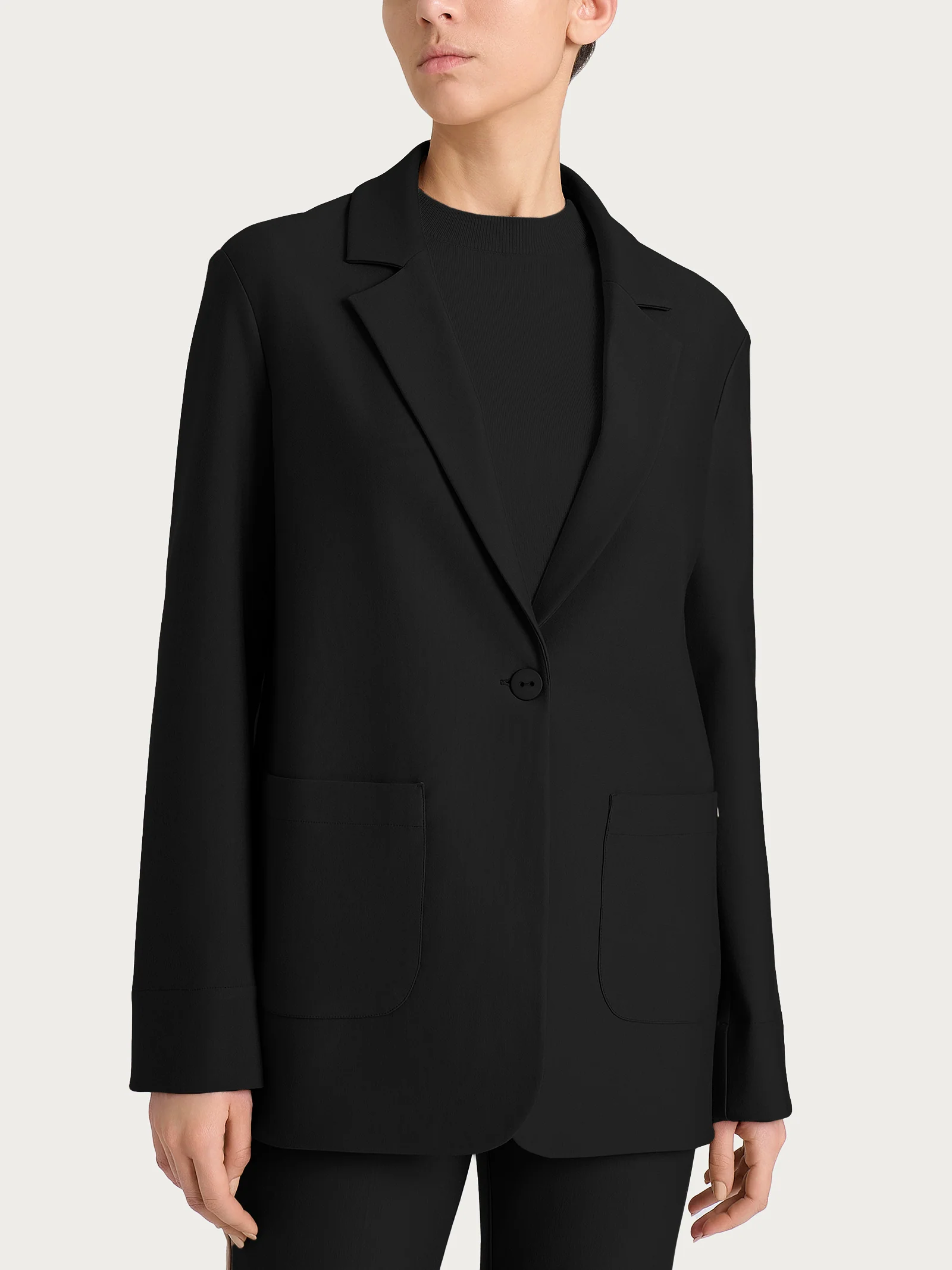 Blazer over con un bottone in Compact - Nero
