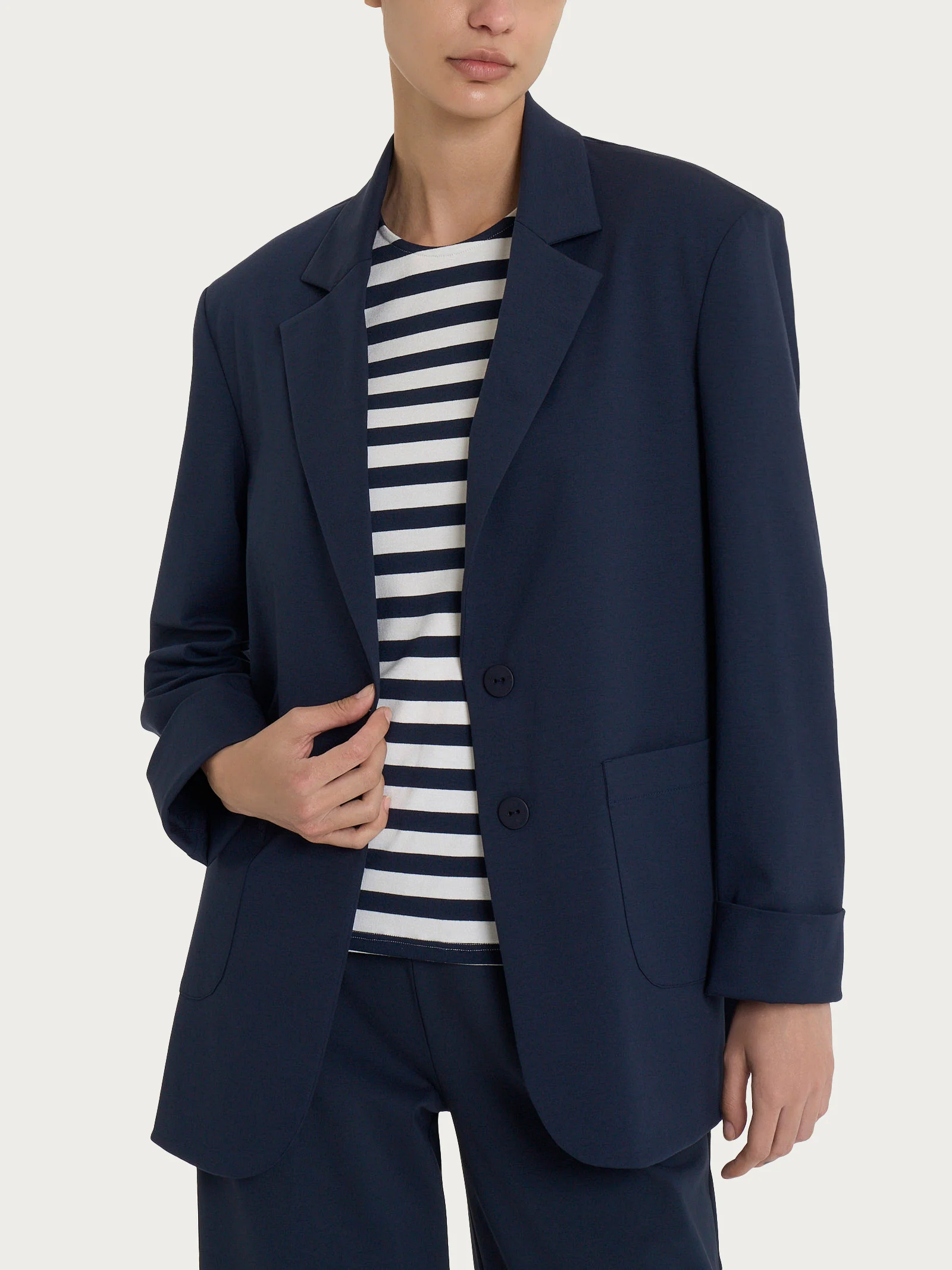 Blazer over destrutturato con doppio bottone in Compact Light - Bleu