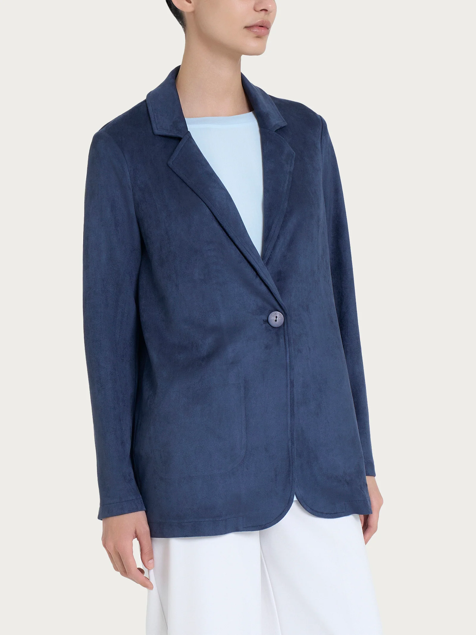 Blazer over destrutturato in Eco Suede - Bleu