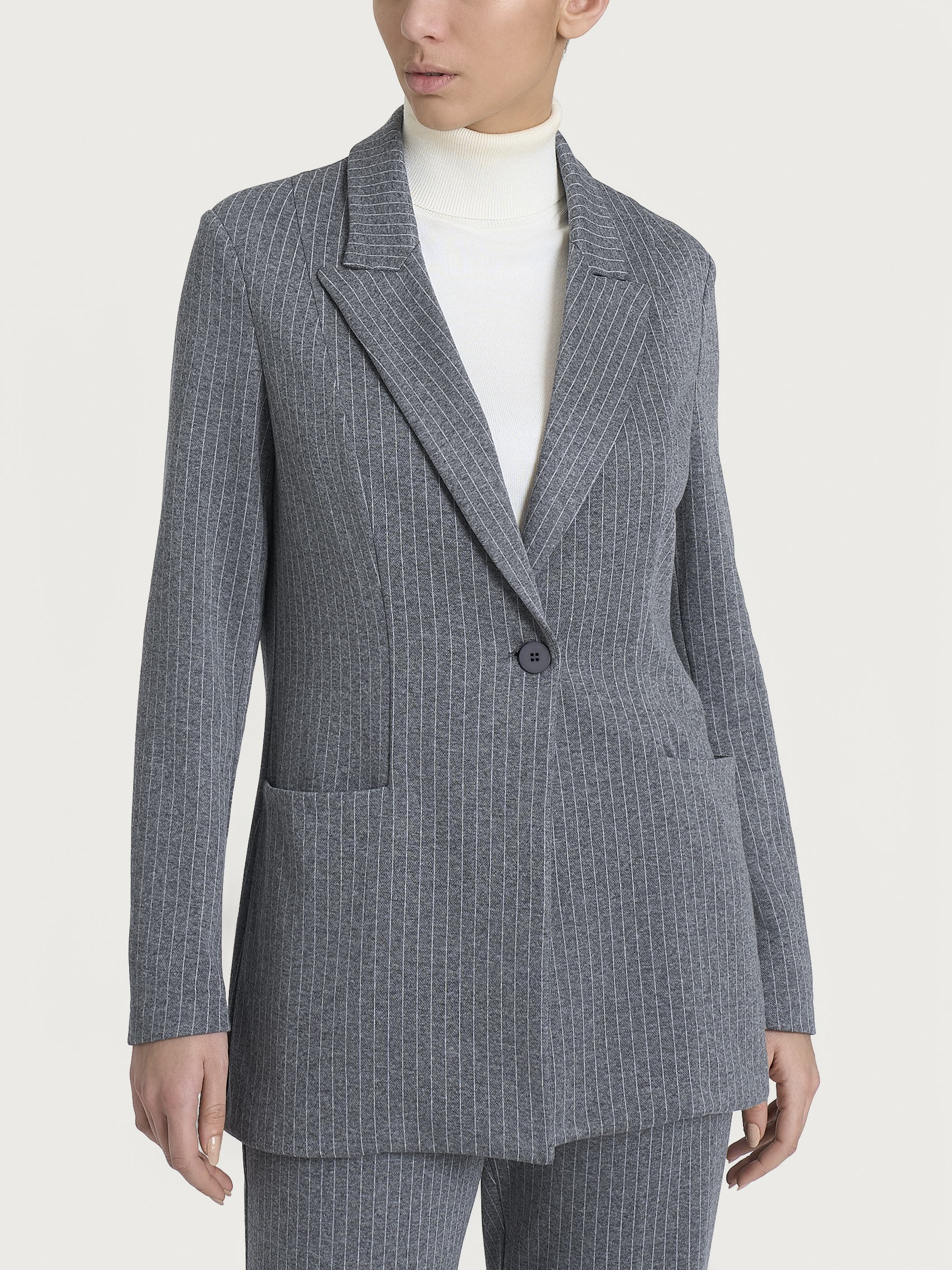 Blazer over gessato in Eco Jacquard - Fant.Ardesia Mel.