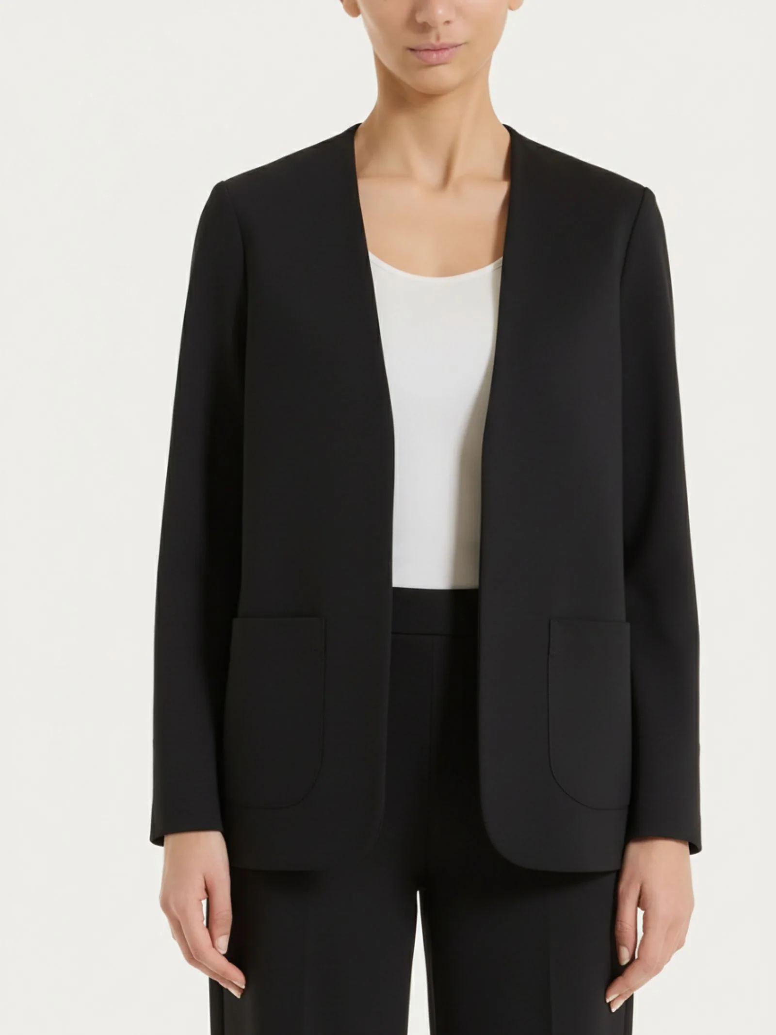 Blazer senza revers in Compact Light - Nero