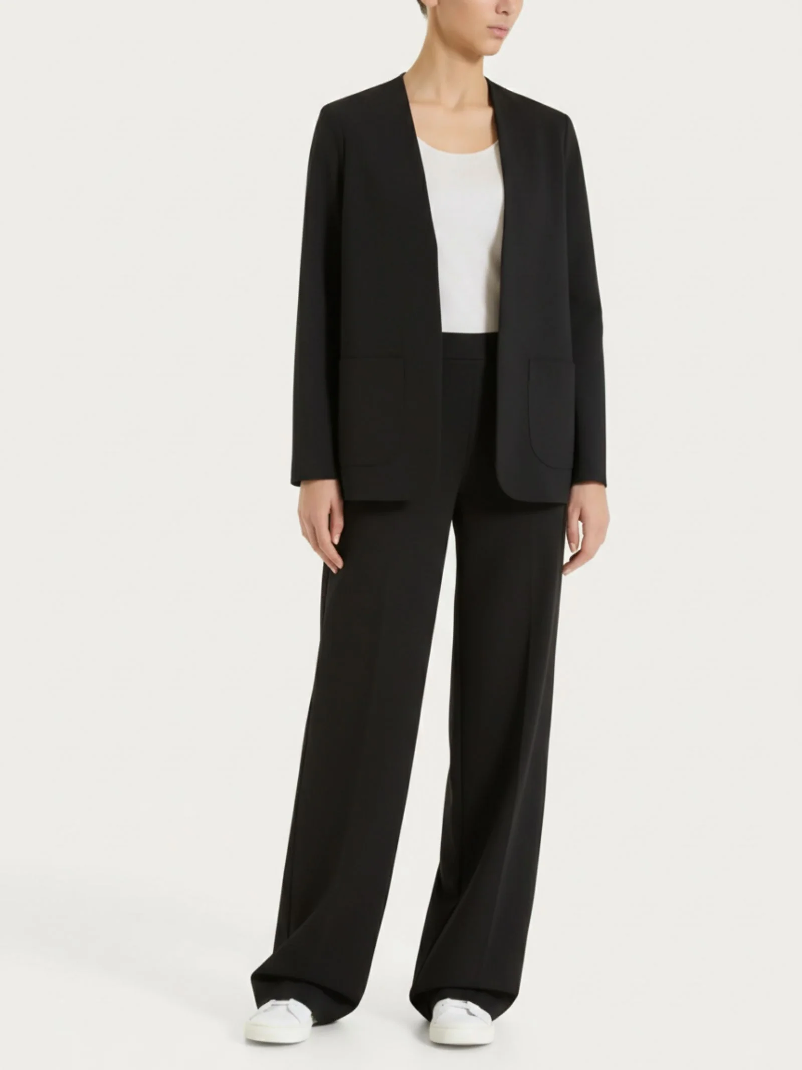 Blazer senza revers in Compact Light - Nero - Image 5