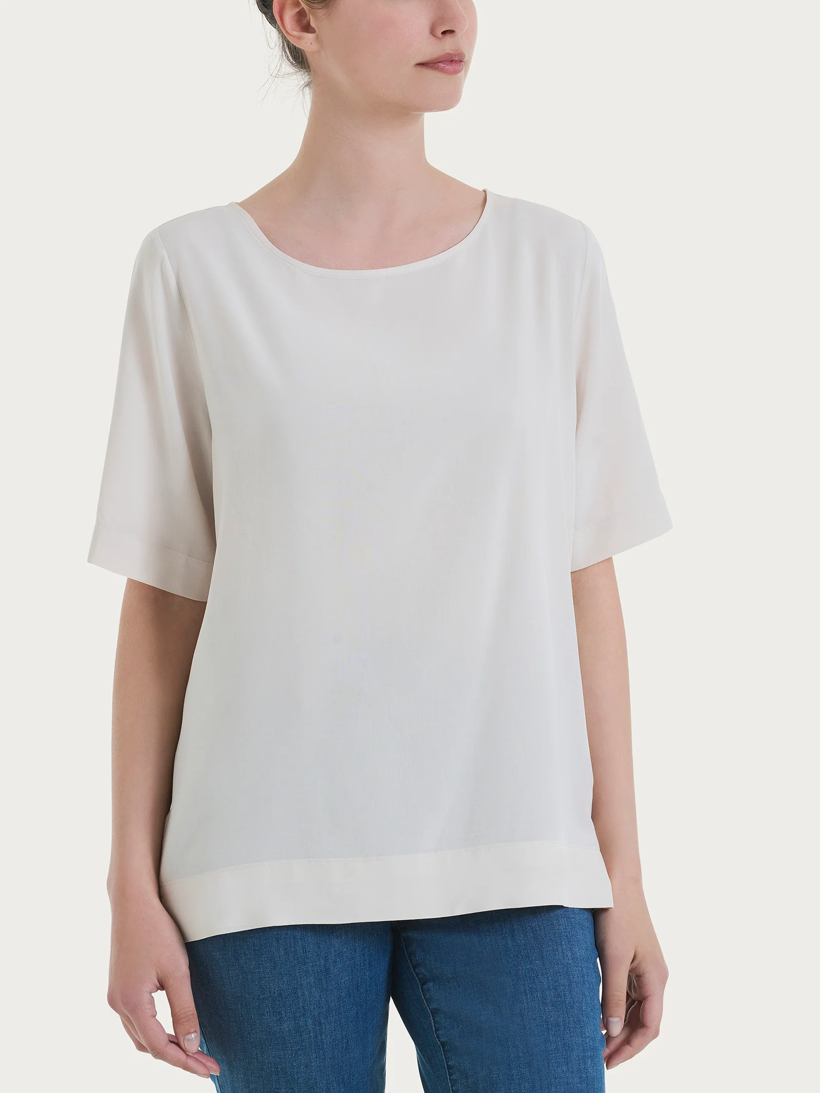 Blusa a manica corta in Ecoseta - Champignon