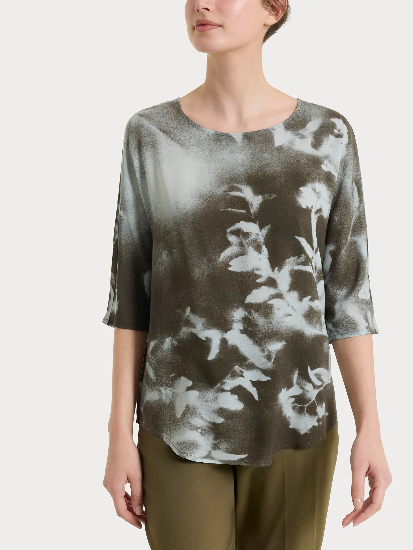 Blusa con manica 3/4 e fantasia in EcoSeta - Fant. Foggy Dew