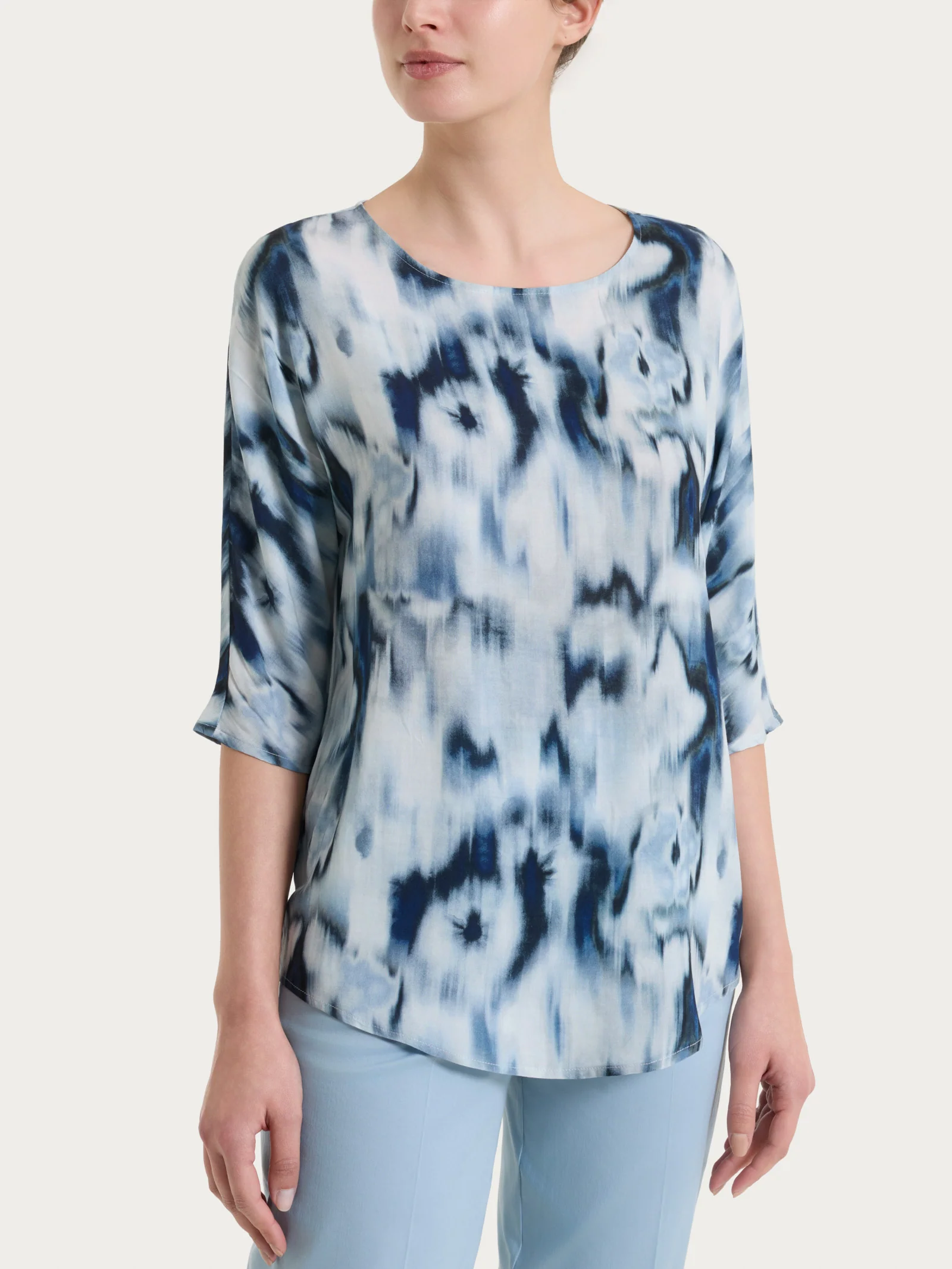 Blusa con manica 3/4 e fantasia in EcoSeta - Fant. Oceana