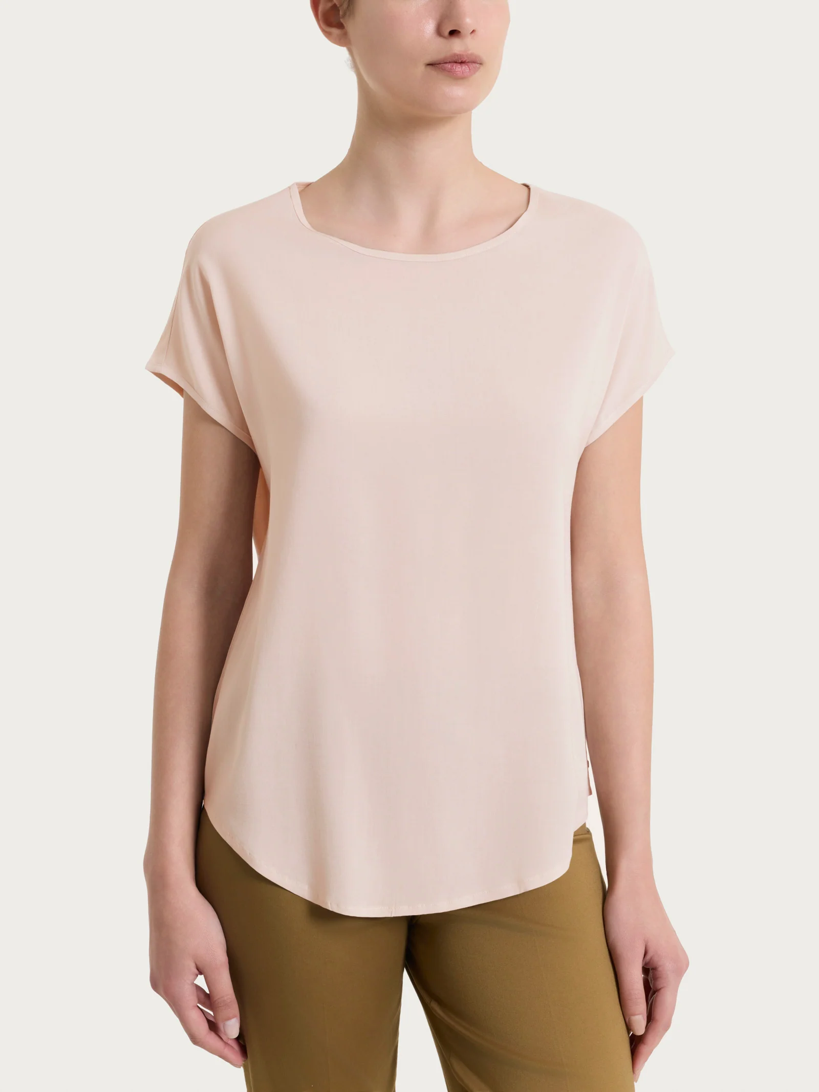 Blusa con manica a kimono in Voile Stretch - Cameo Rose
