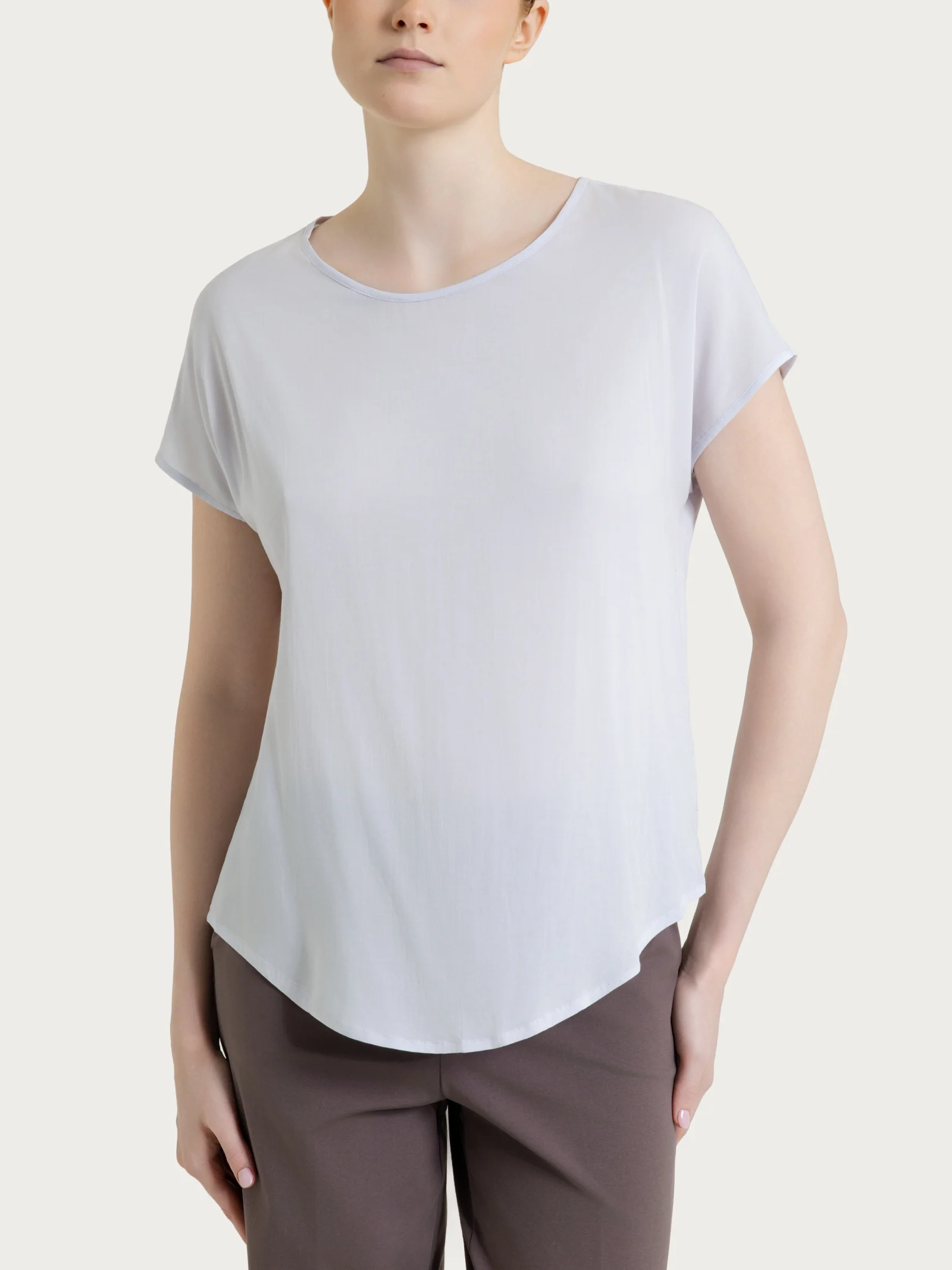 Blusa con manica a kimono in Voile Stretch - Lilac Hint