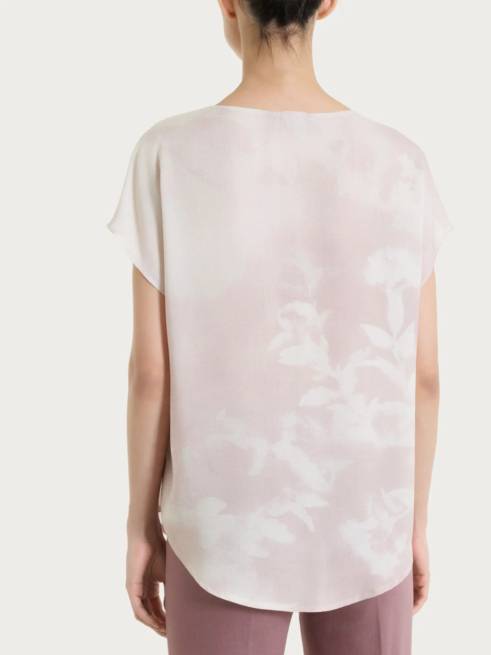 Blusa con manica corta e fantasia in EcoSeta - Fant.Champignon - Image 2