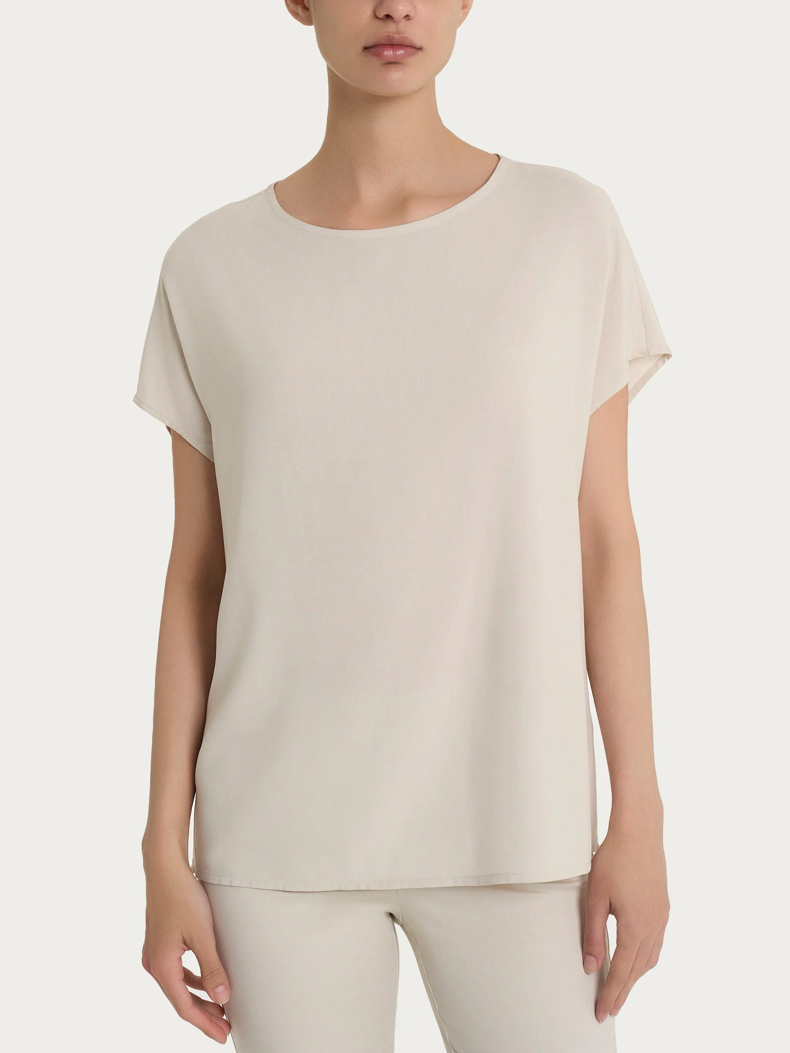 Blusa con manica Kimono in Ecoseta - Champignon