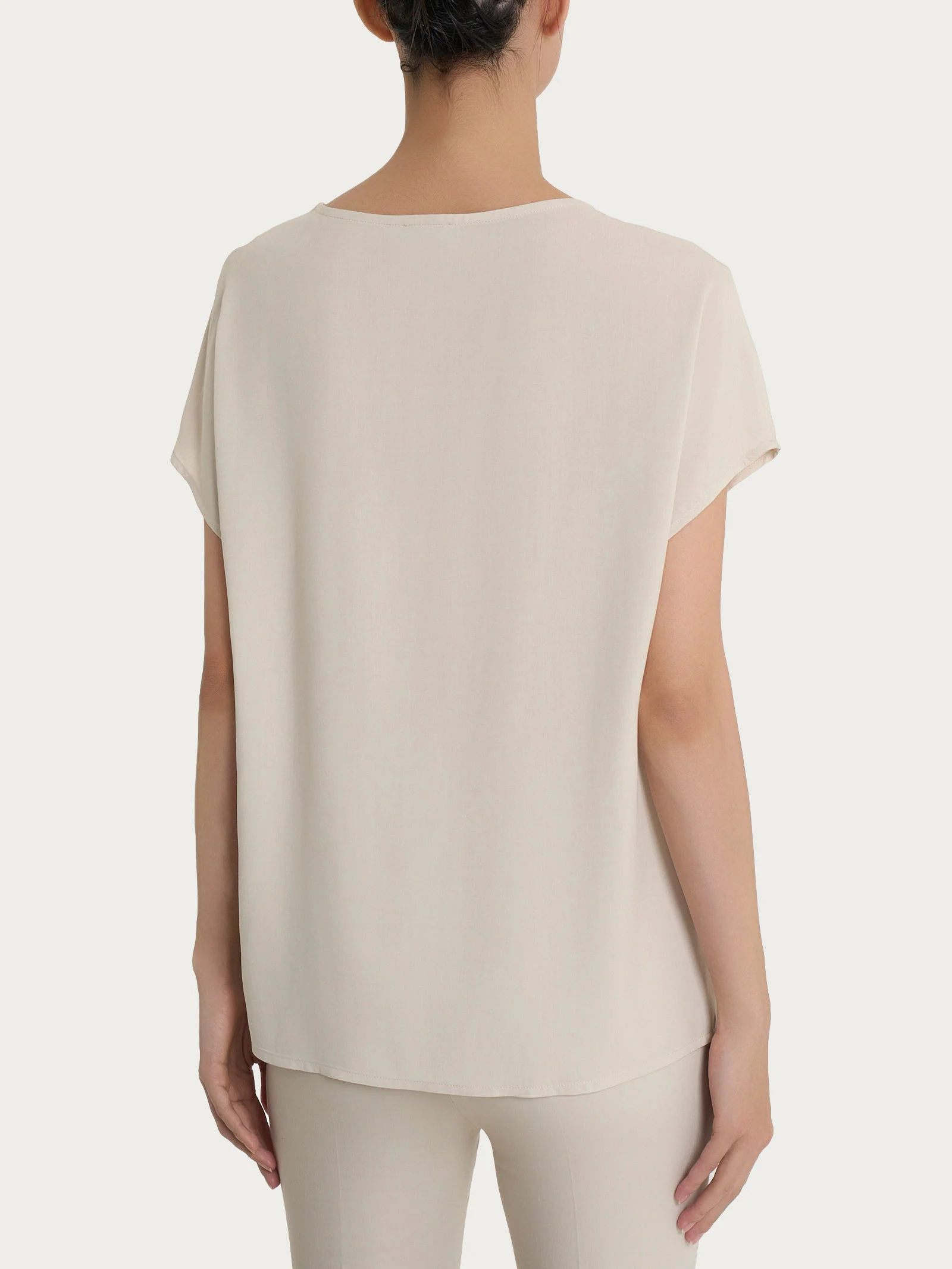 Blusa con manica Kimono in Ecoseta - Champignon - Image 5