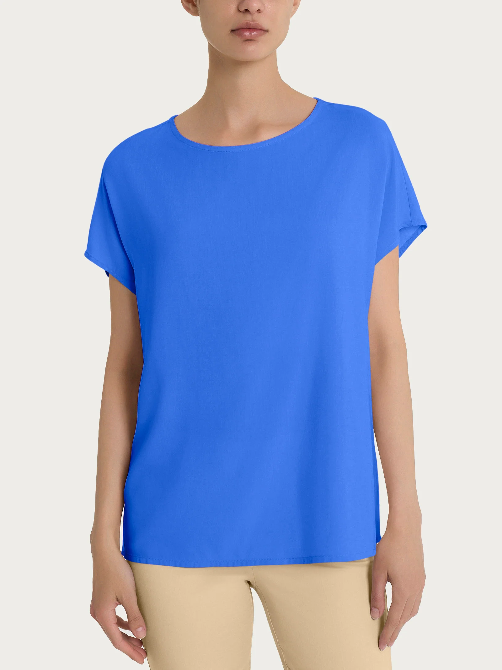 Blusa con manica Kimono in Ecoseta - Dazzling Blue