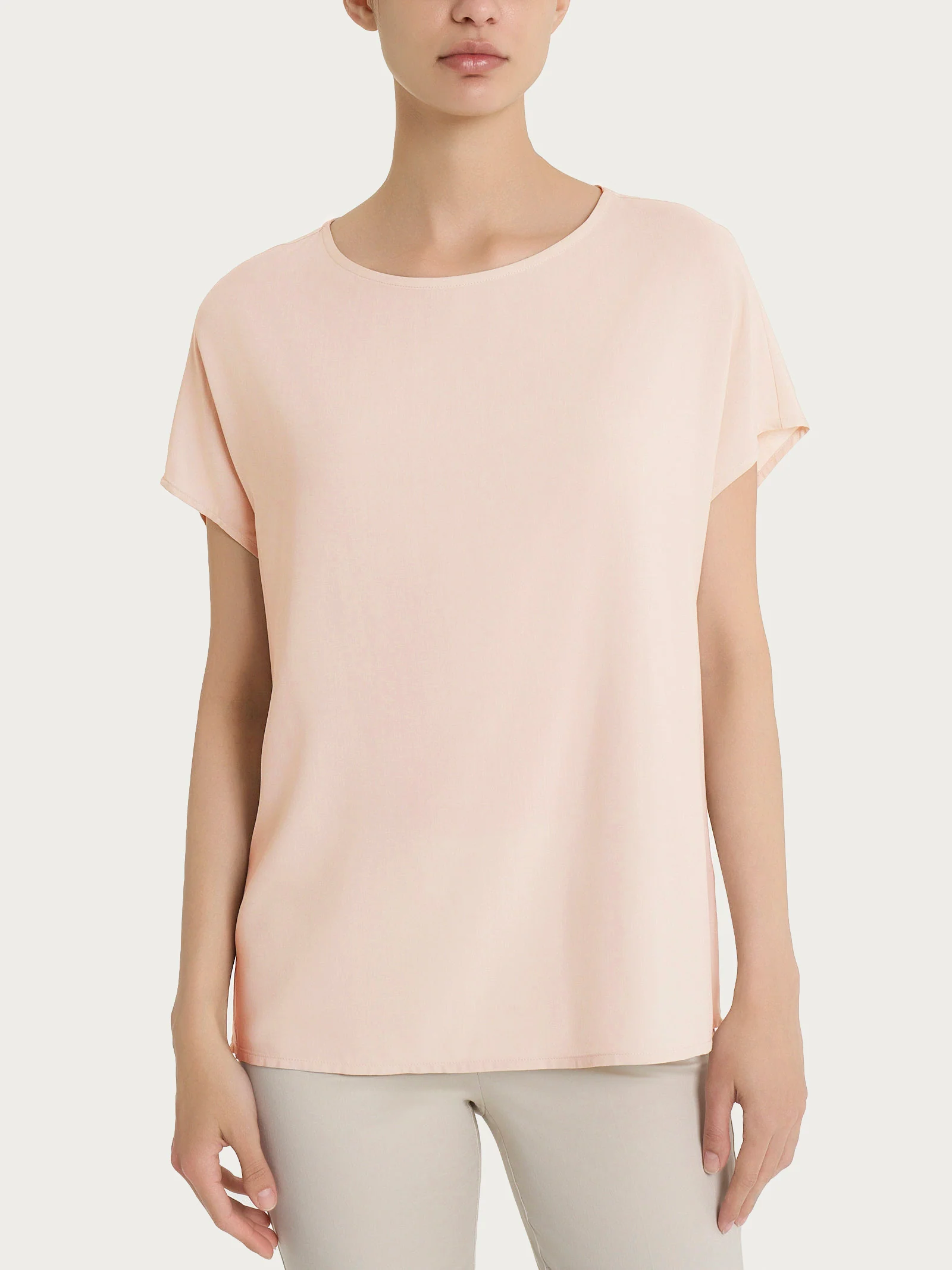 Blusa con manica Kimono in Ecoseta - Cameo Rose