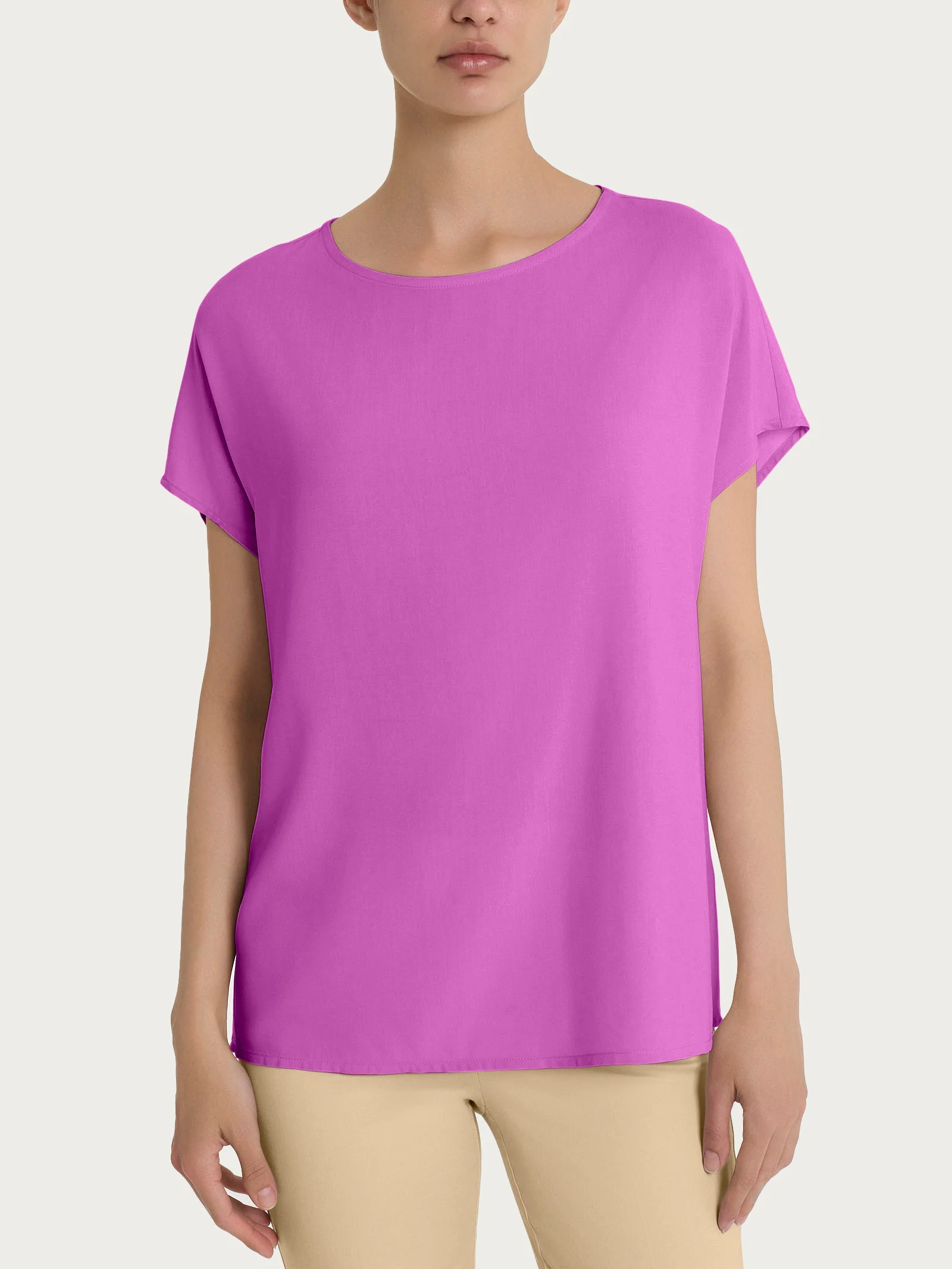 Blusa con manica Kimono in Ecoseta - Cattleya Orchid