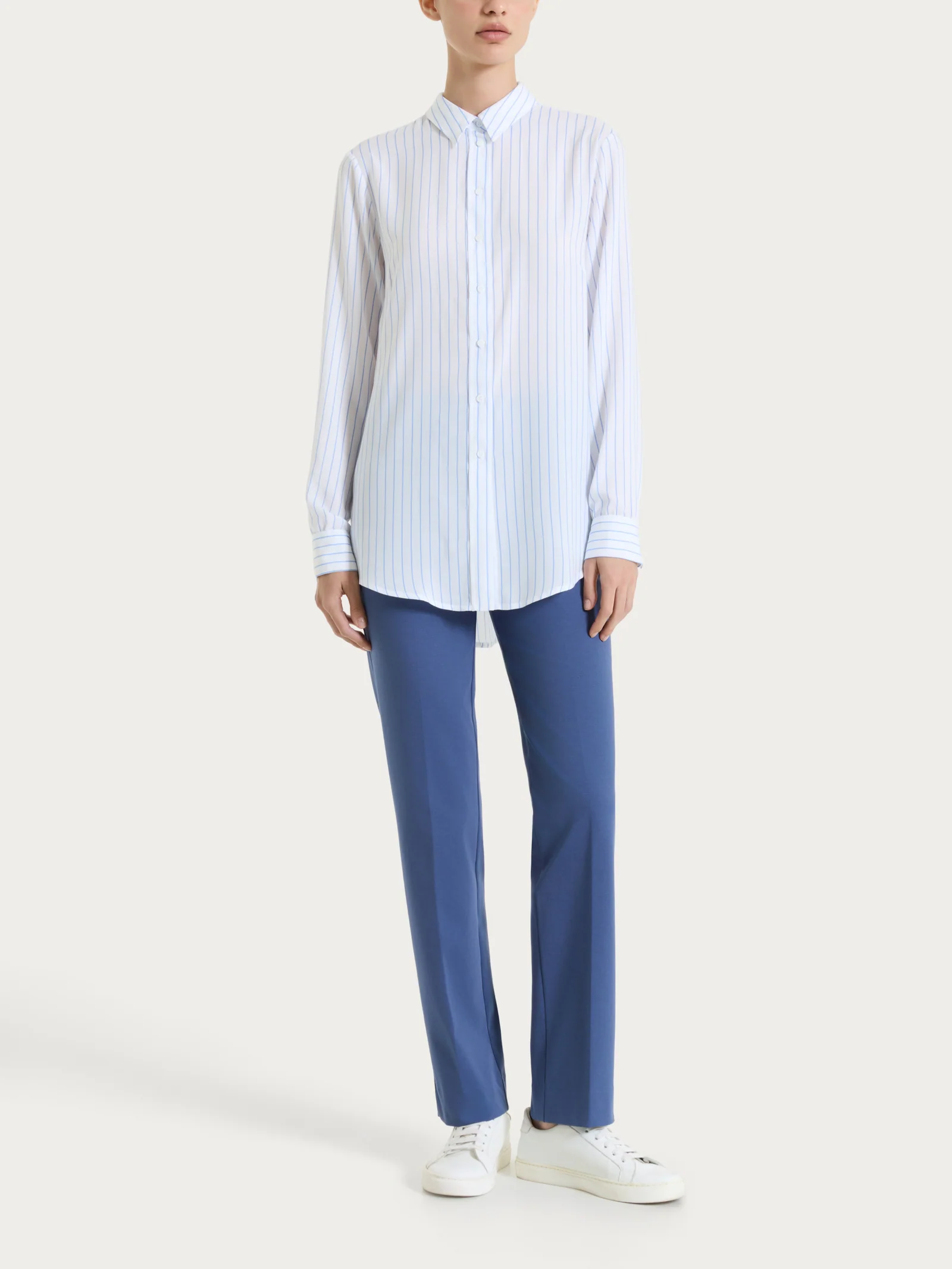 Camicia a righe in EcoSeta - Fant. Bel Air Blue - Image 6